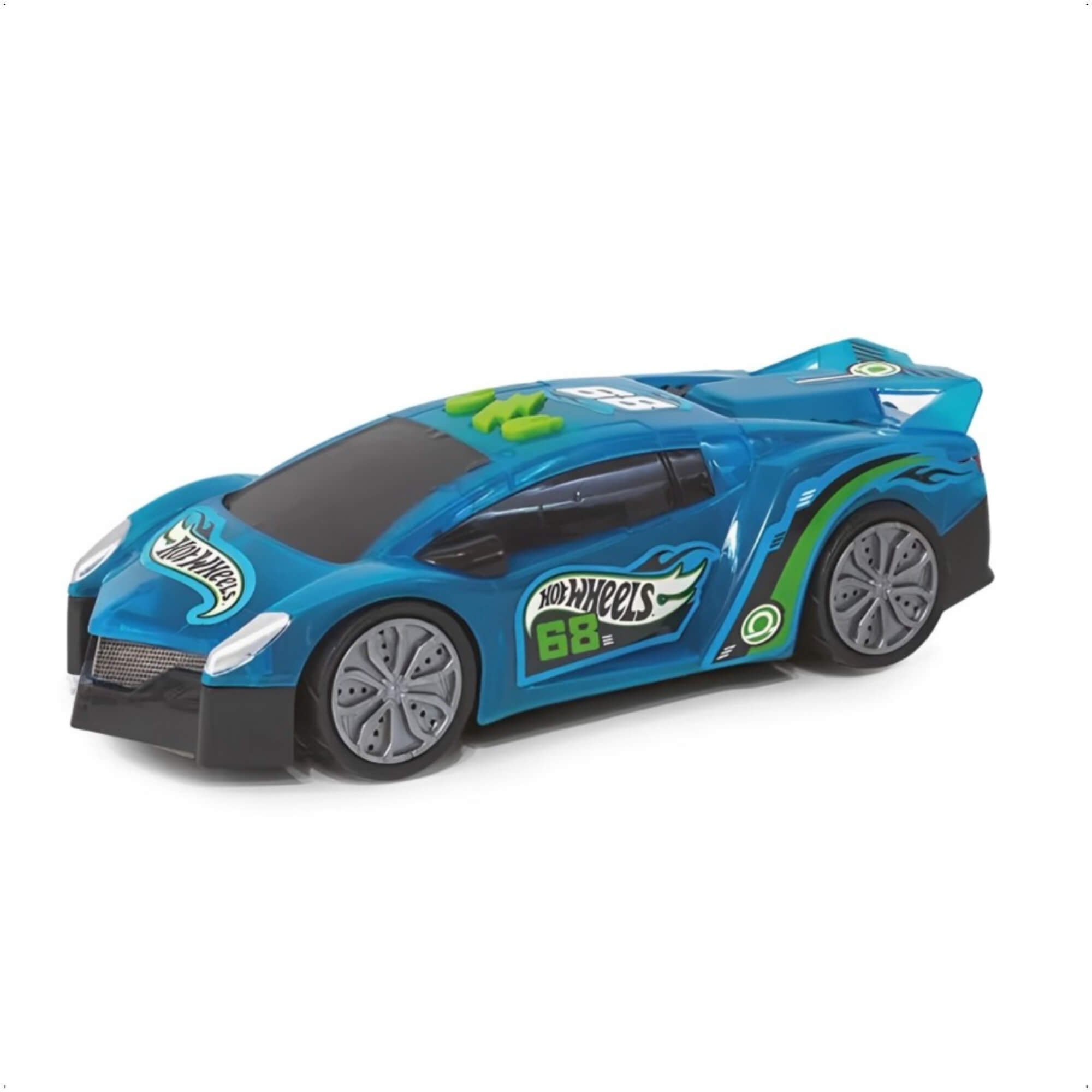 Carrinho Speed Car Hot Wheels com 22cm verde ou azul(sortido) Com Som e Com Luz Multikids BR2086