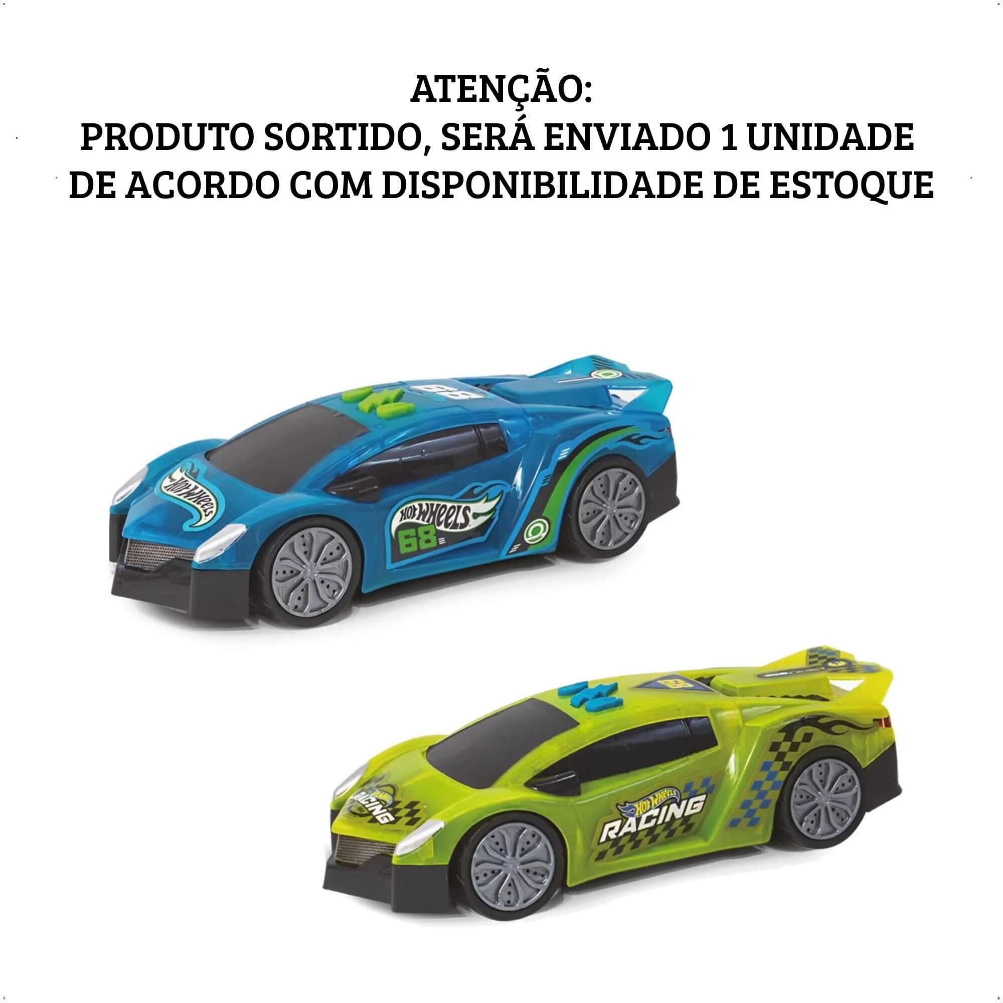 Carrinho Speed Car Hot Wheels com 22cm verde ou azul(sortido) Com Som e Com Luz Multikids BR2086