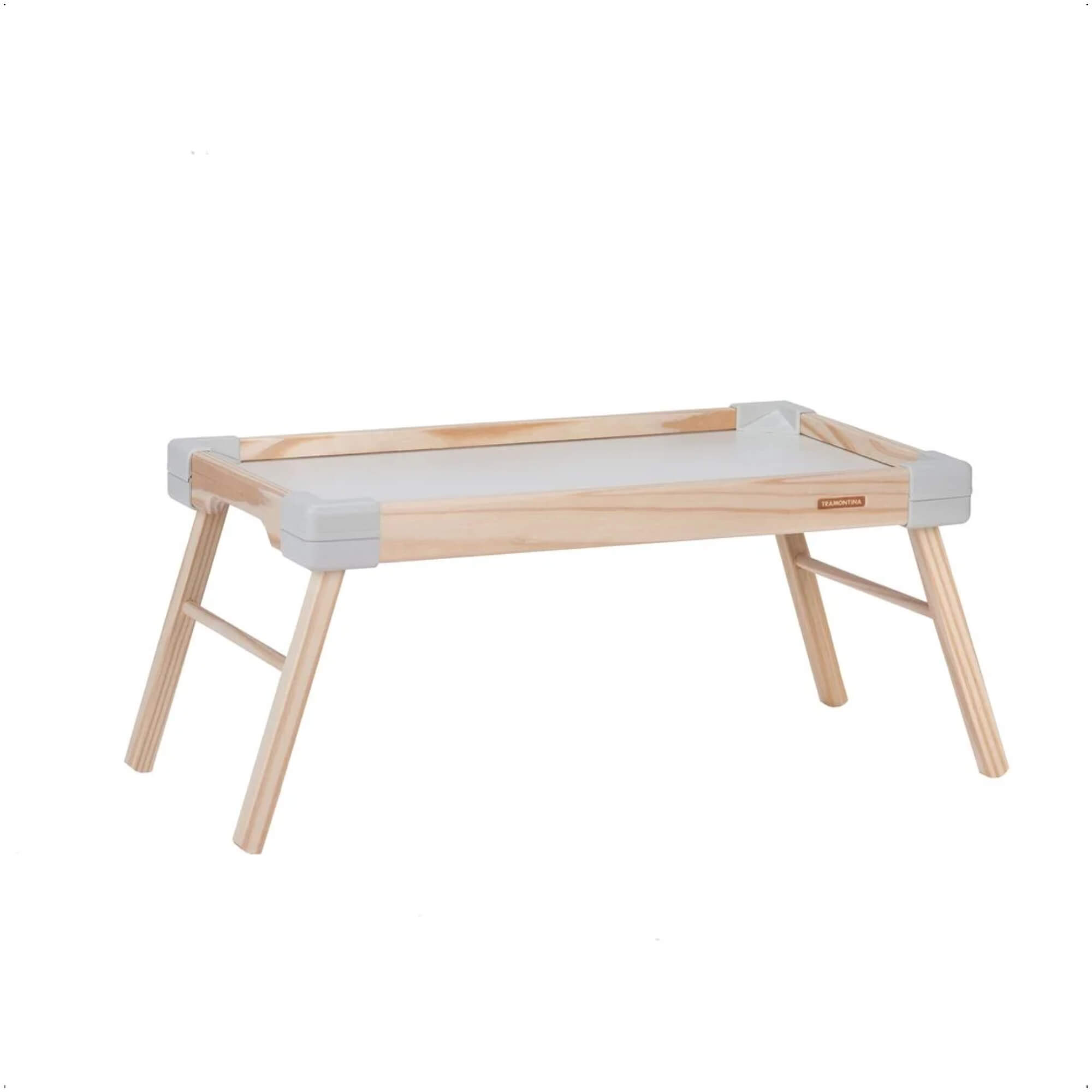 Bandeja De Servir De Madeira De Pinus Modelo Small Com Cantoneira Branca Tramontina 91394108