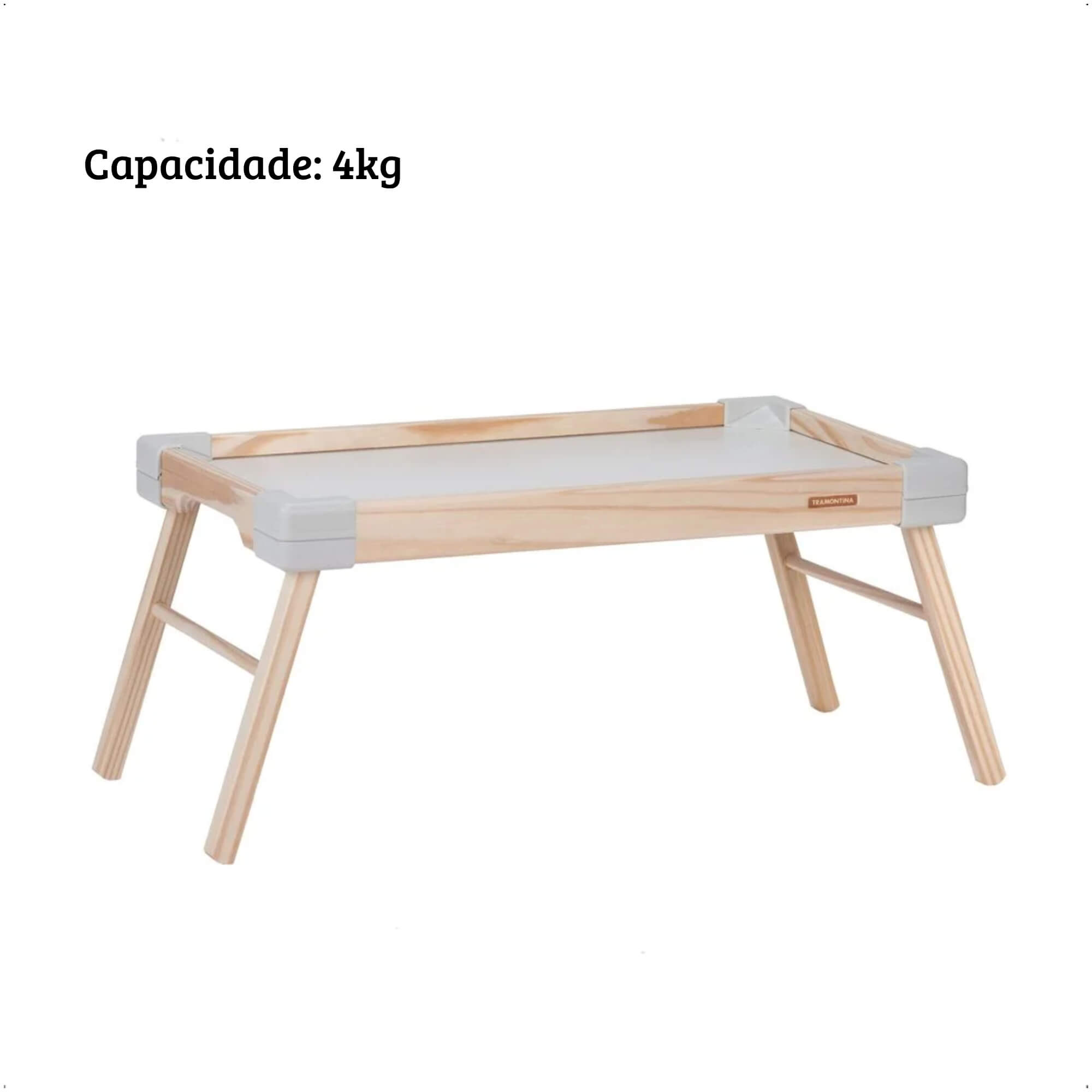 Bandeja De Servir De Madeira De Pinus Modelo Small Com Cantoneira Branca Tramontina 91394108