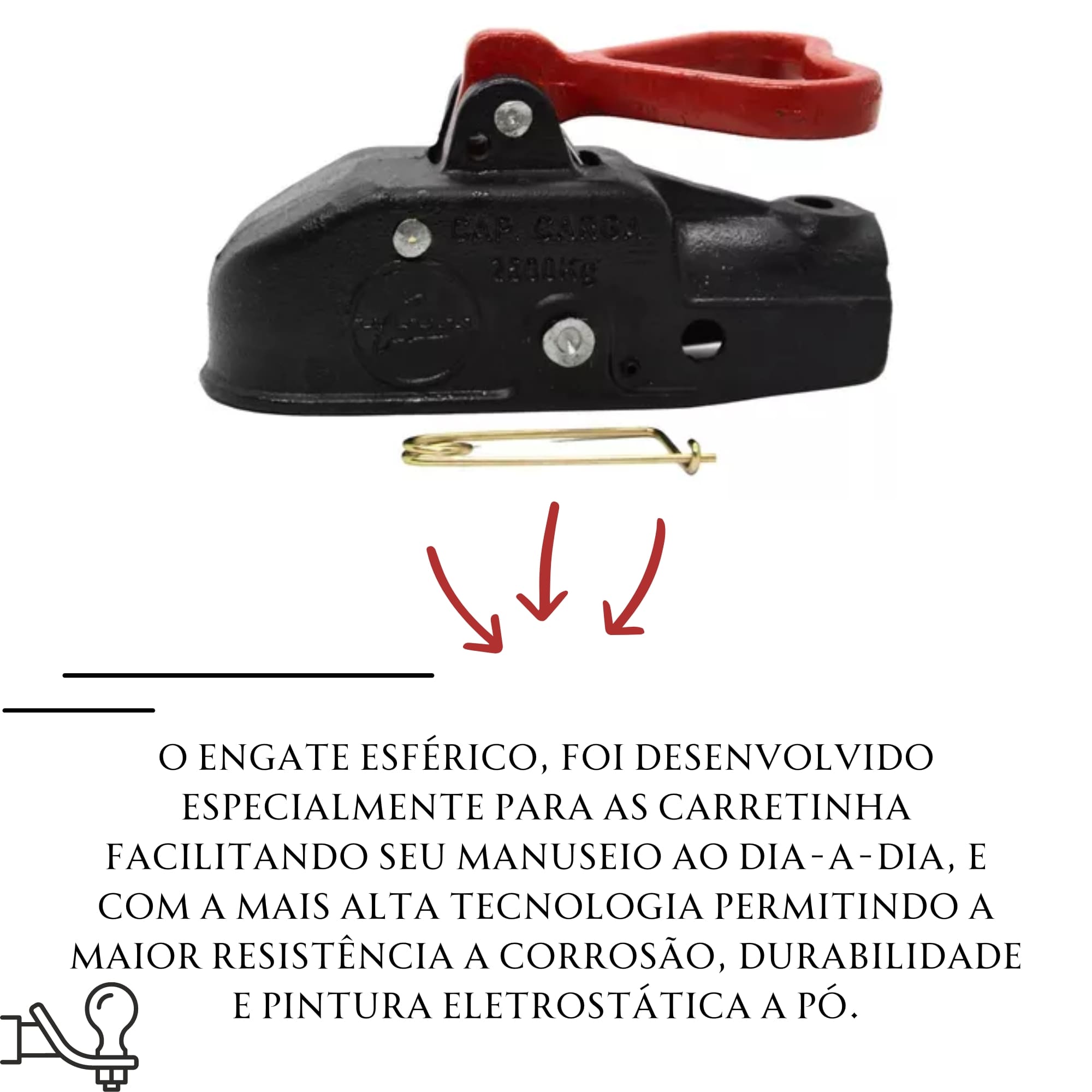 Munheca p/ Engates Karmann c/ Trava de Segurança 25KG Quad. 50x50 Braconi - BRC-A-274