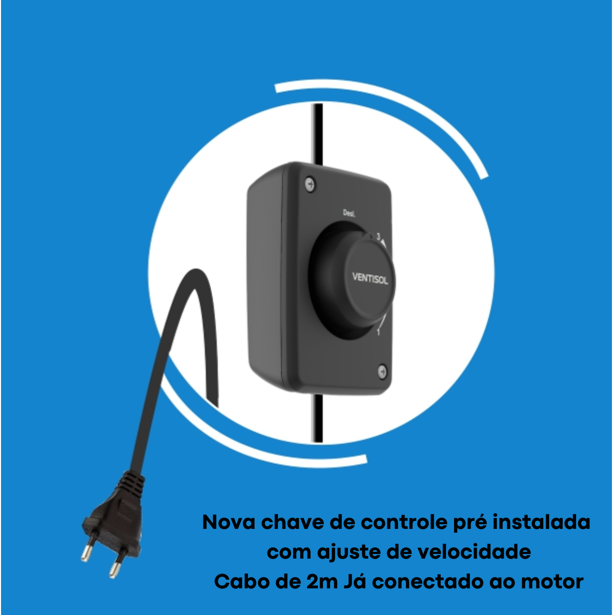 Ventilador de Parede comercial Oscilante Bivolt seletivo 60cm Preto Premium class A - Ventisol