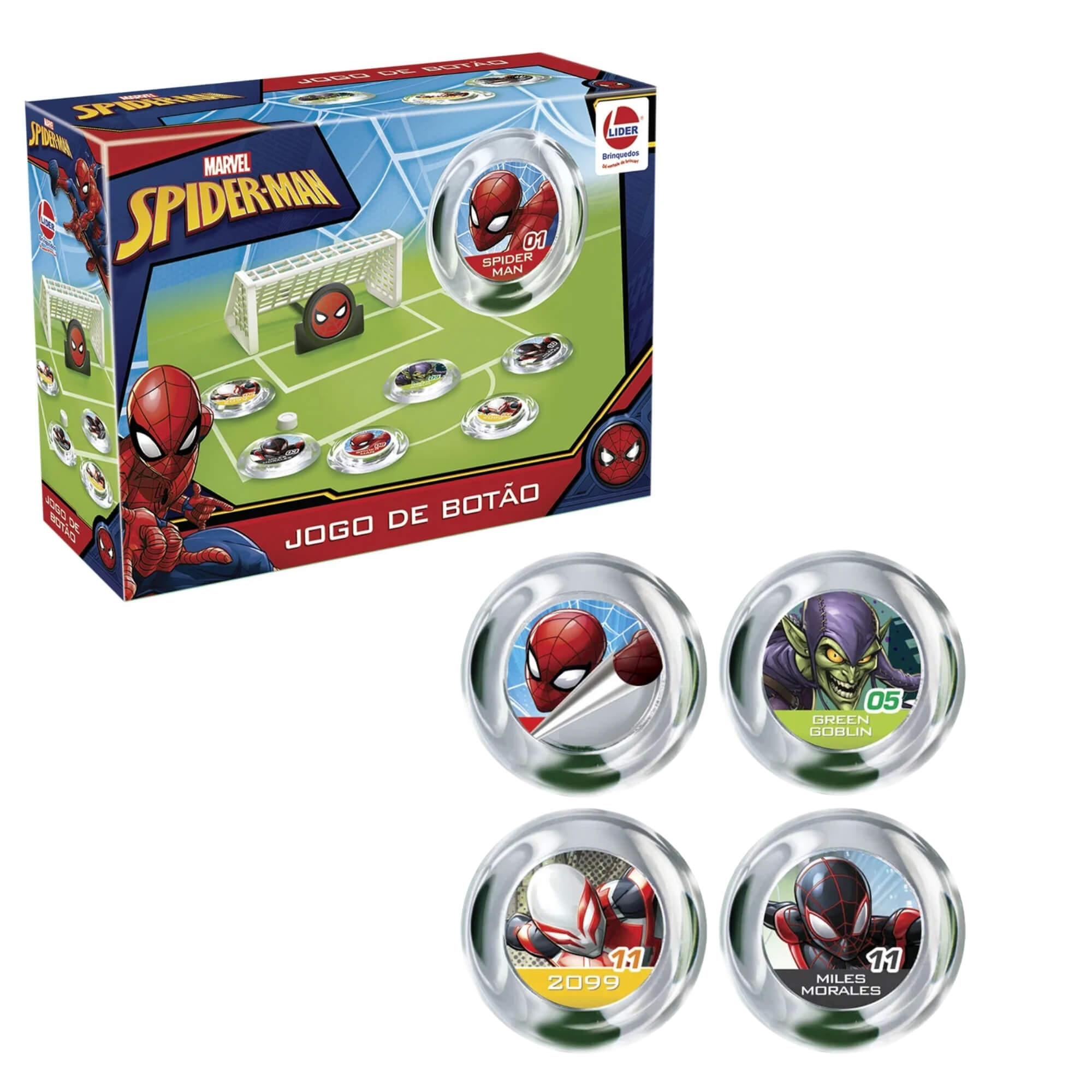 Brinquedo Futebol Jogo de Botão Spiderman Homem Aranha p/ Crianças A Partir de 3 Anos Líder 3328