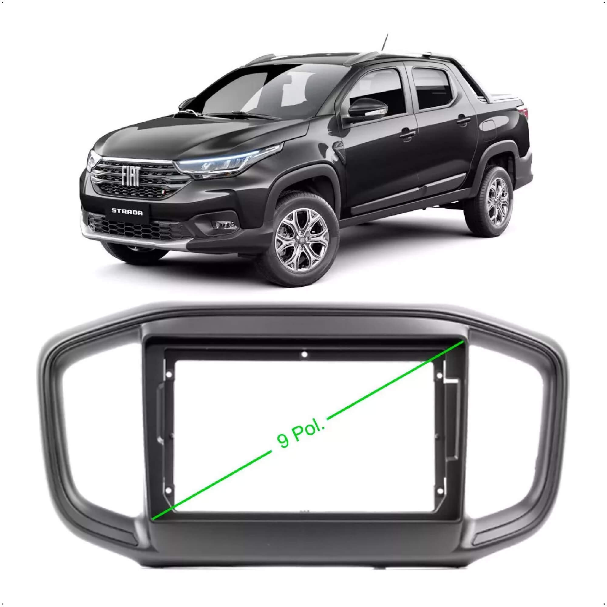 Moldura 9 Polegadas Strada/ Nova Fiorino 2021 2022 2023 2024 Preta Expex - EPX9FT005