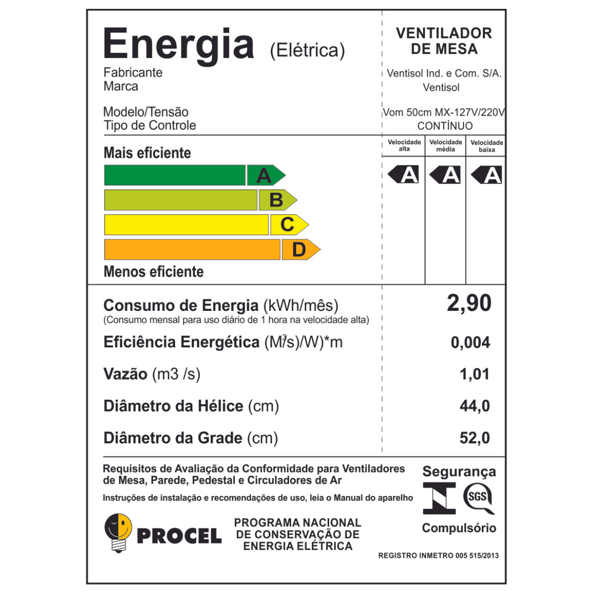 Ventilador Comercial de Mesa Oscilante 50cm Steel Agratto Preto Premium Bivolt - Ventisol - 5318