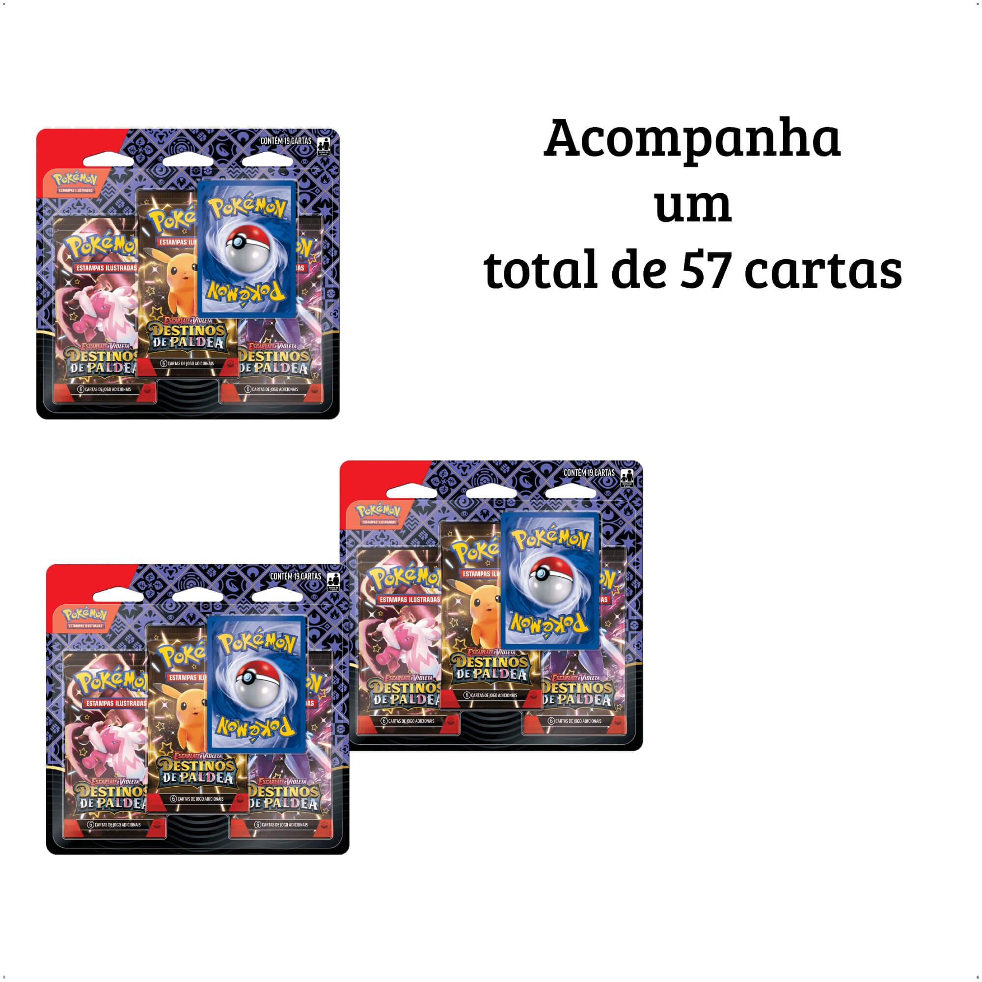 Pokemon 3x Blisters Triplos Destinos de Paldea Fidough Greavard Maschiff Radiante Copag 33857