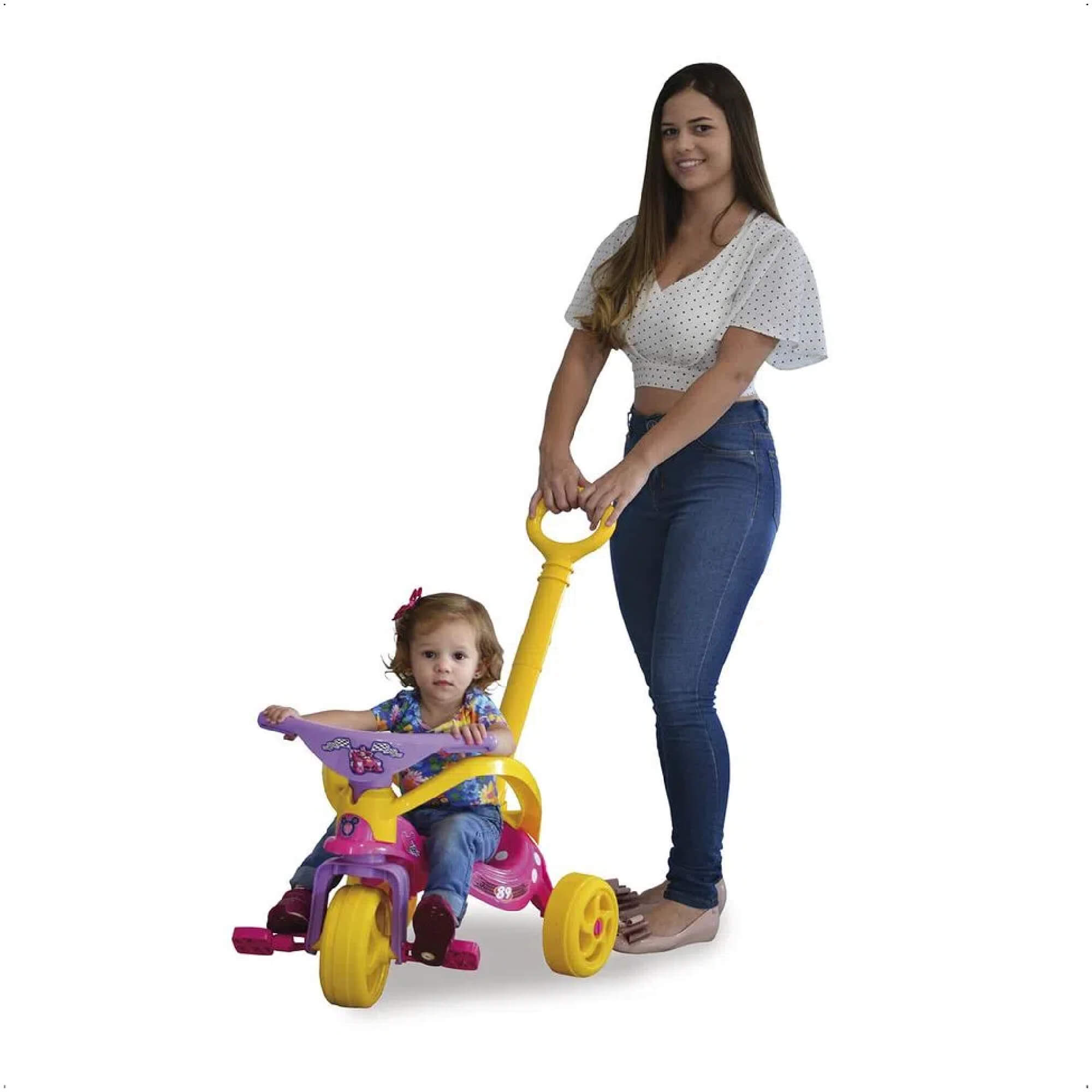 Triciclo Infantil Minnie Disney com Empurrador Multicor Xalingo - 1977.6
