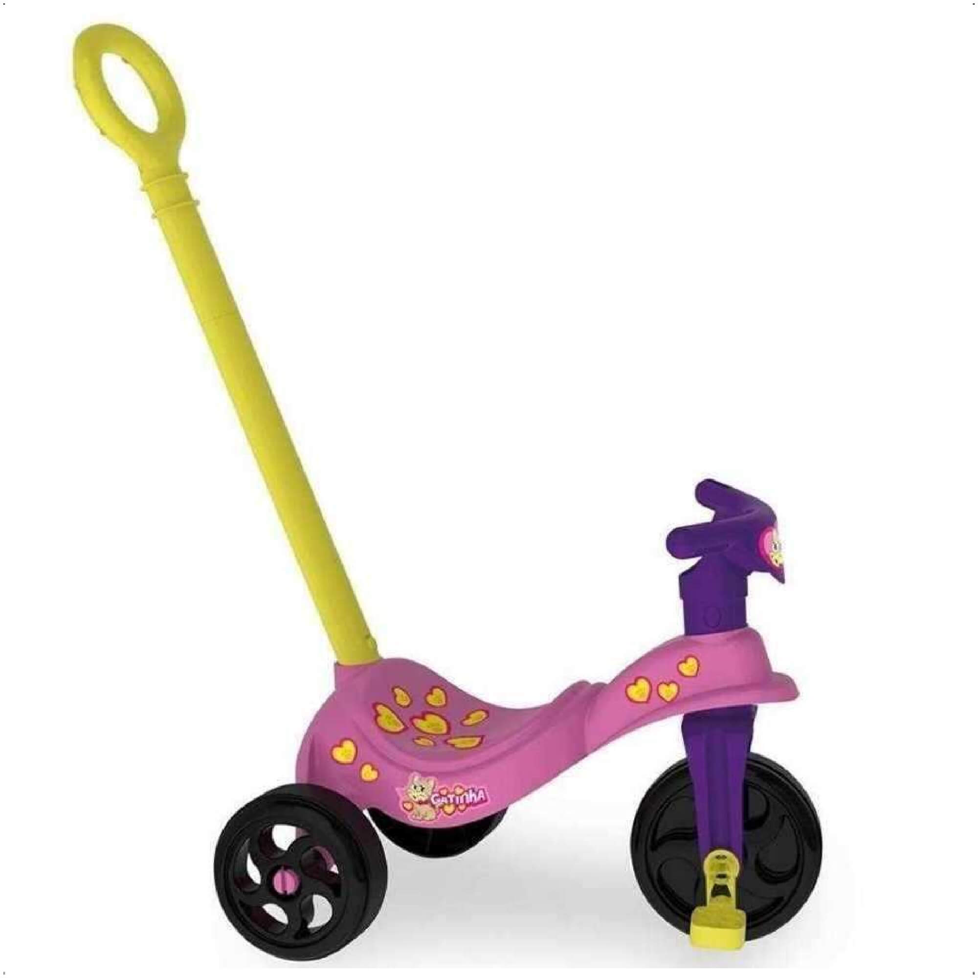 Triciclo Infantil Fofinha com Empurrador Rosa e Roxo Xalingo - 0749.3