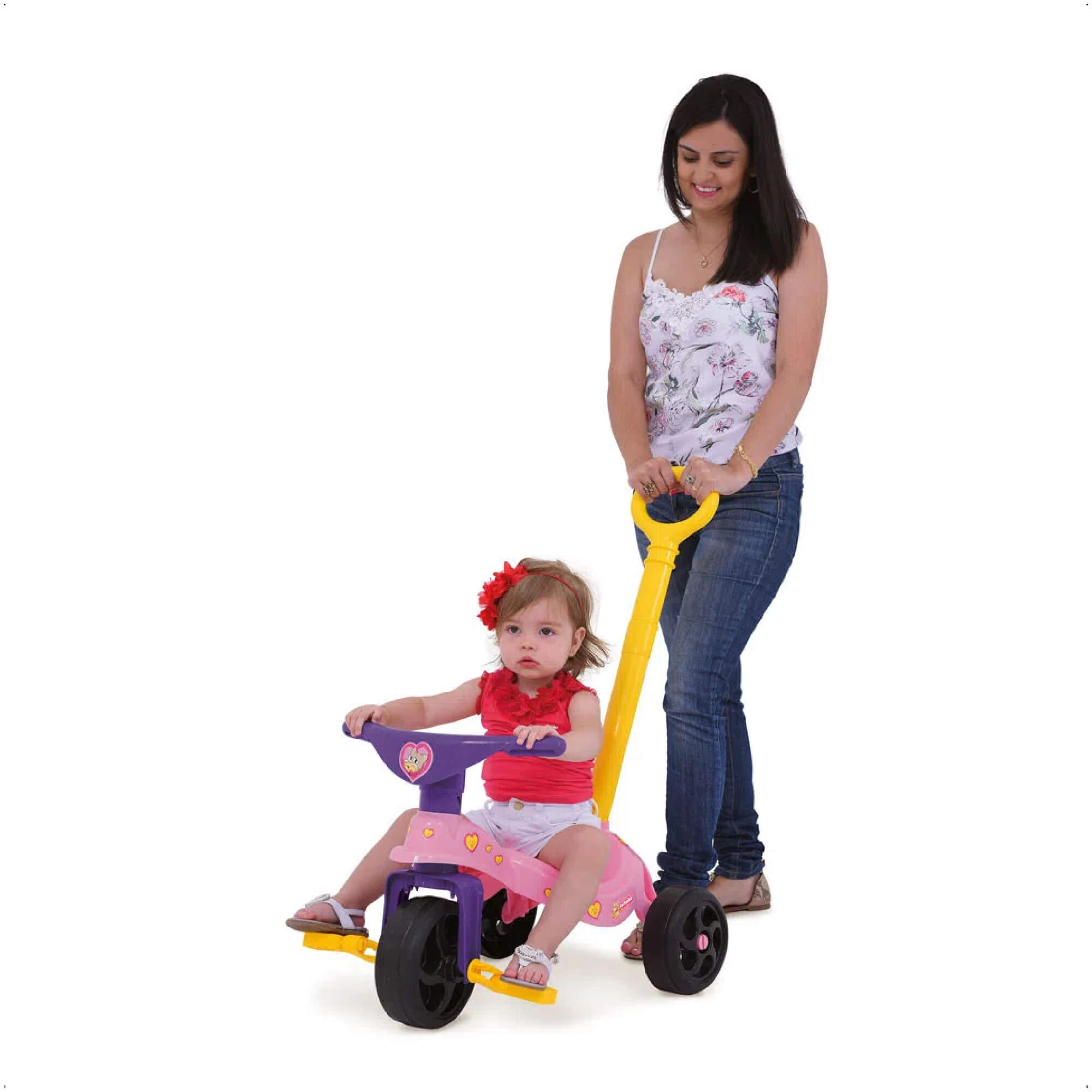 Triciclo Infantil Fofinha com Empurrador Rosa e Roxo Xalingo - 0749.3