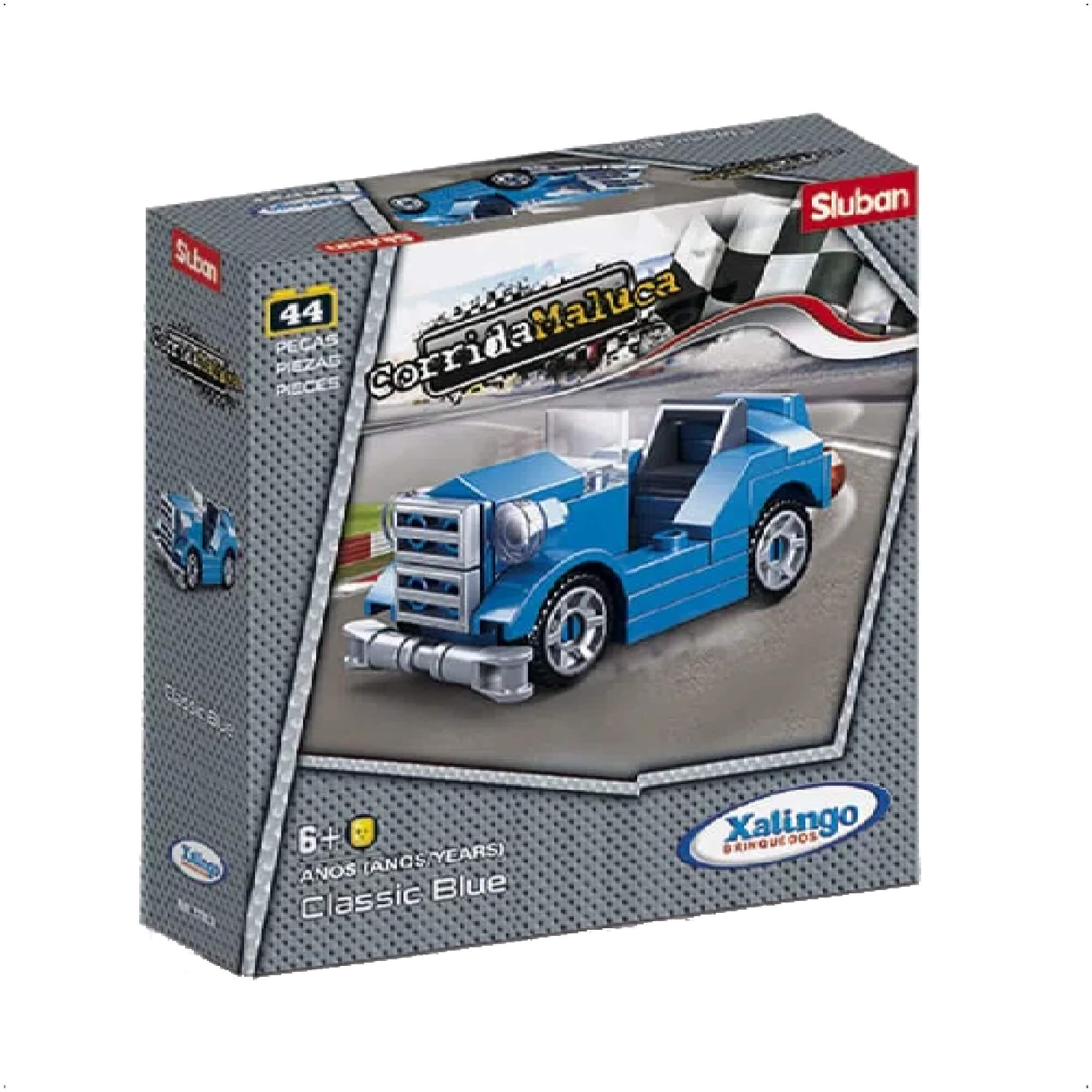 Blocos de Encaixar Corrida Maluca Classic Blue 44 Peças Xalingo - 2731.0