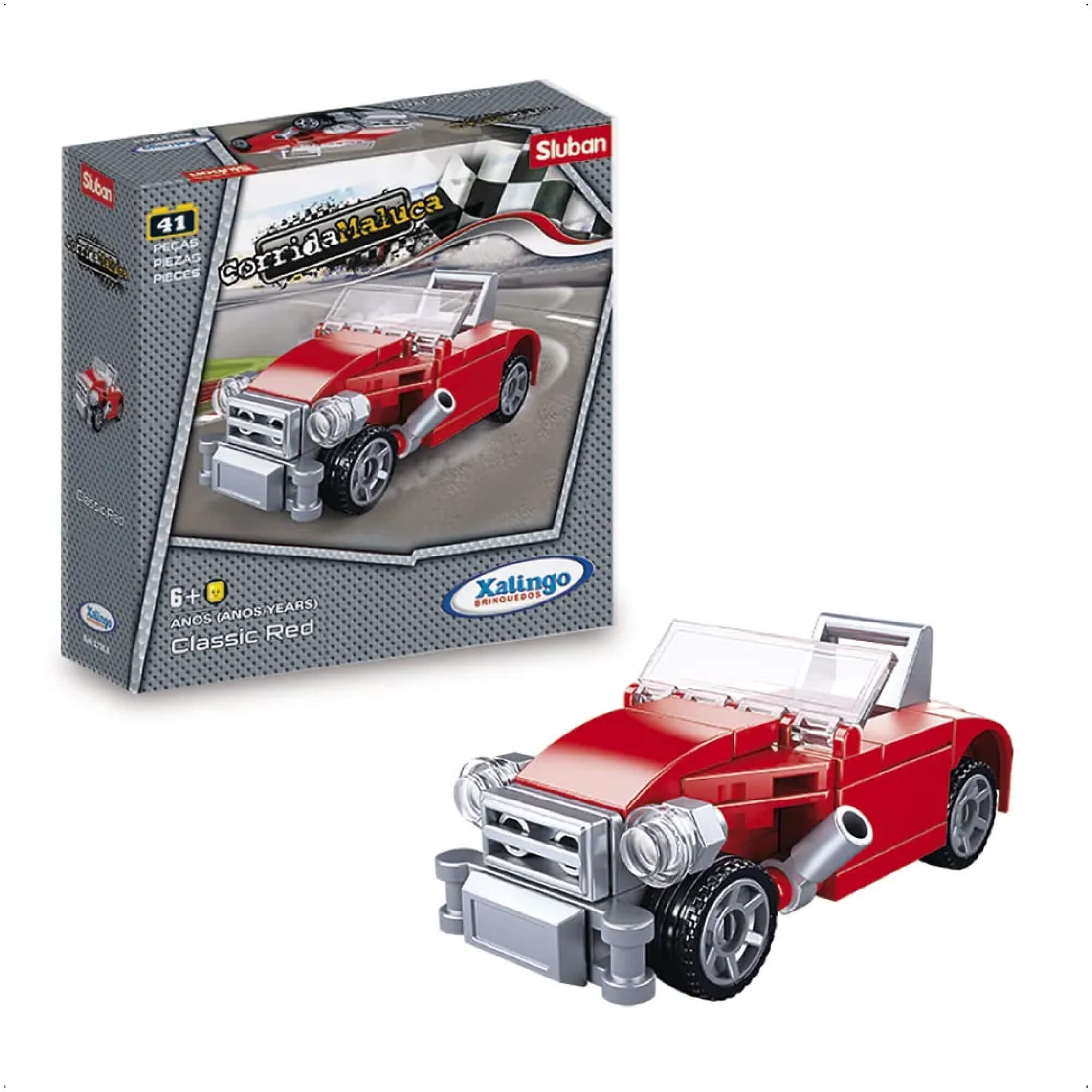 Blocos de Encaixar Corrida Maluca Classic Red 41 Peças Xalingo - 2732.1