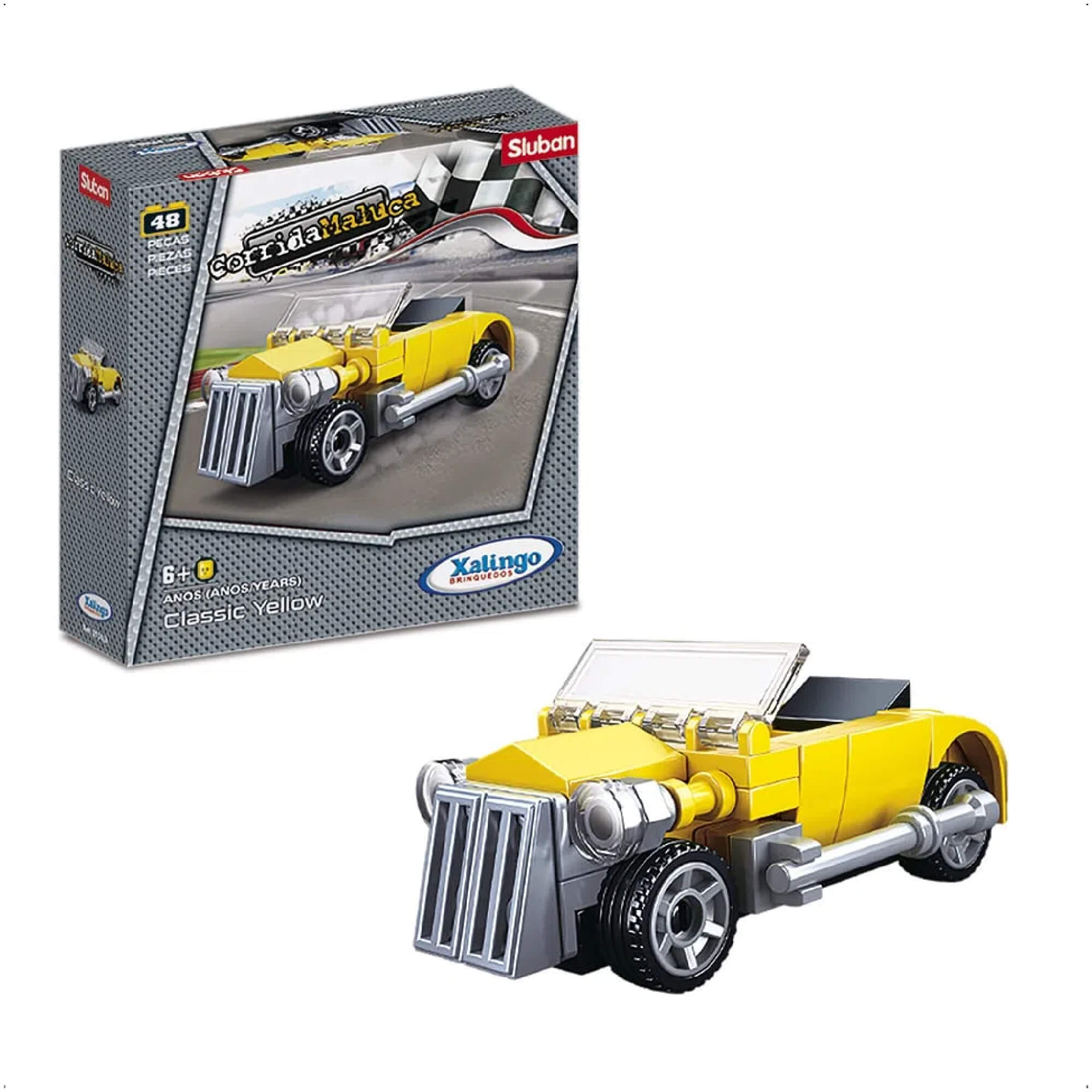 Blocos de encaixar Corrida Maluca Classic Yellow 48 Peças Xalingo - 2733.2