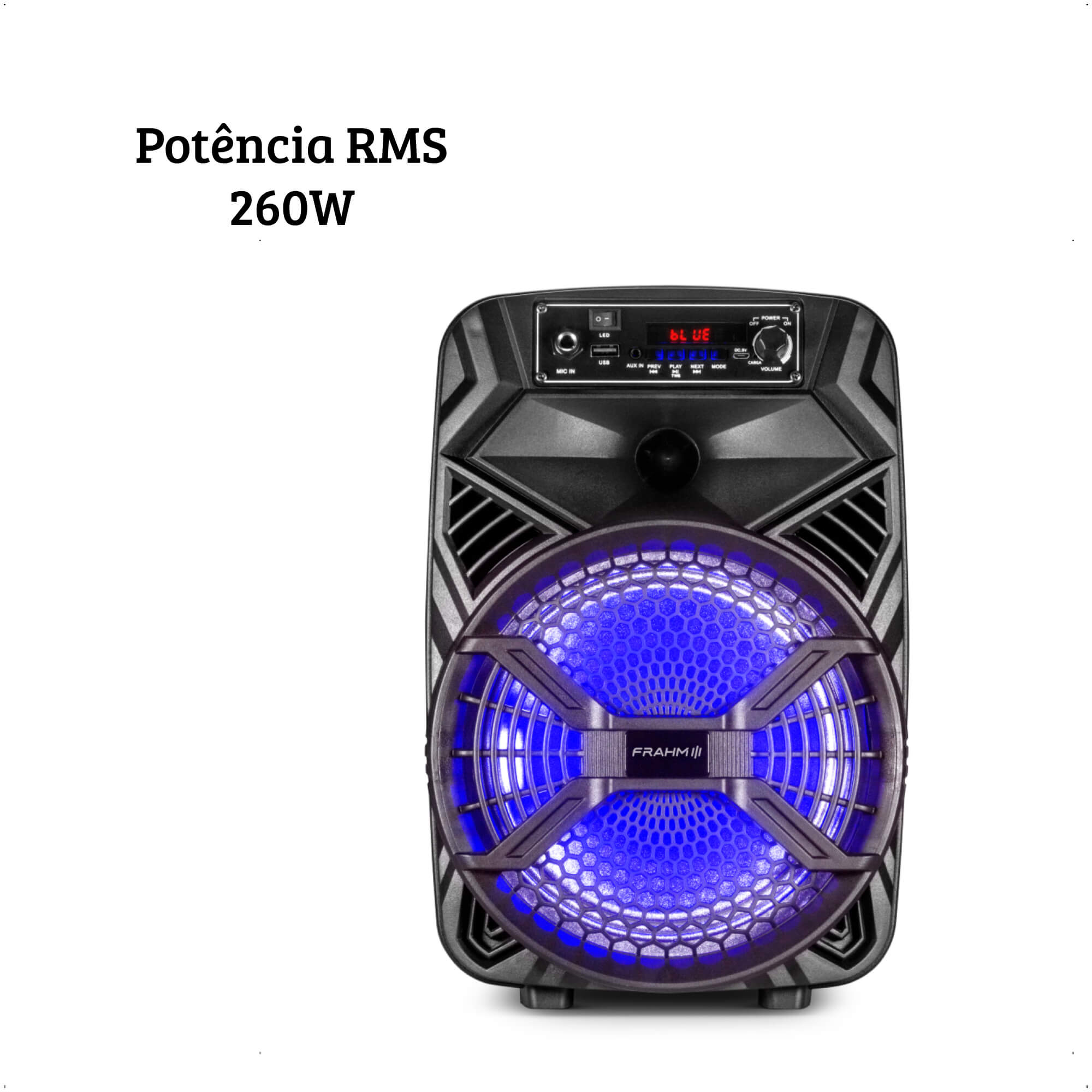 Caixa Amplificada Portátil 260w RMS Multiuso CMF 260 TWS 8 Polegadas Frahm - 32495