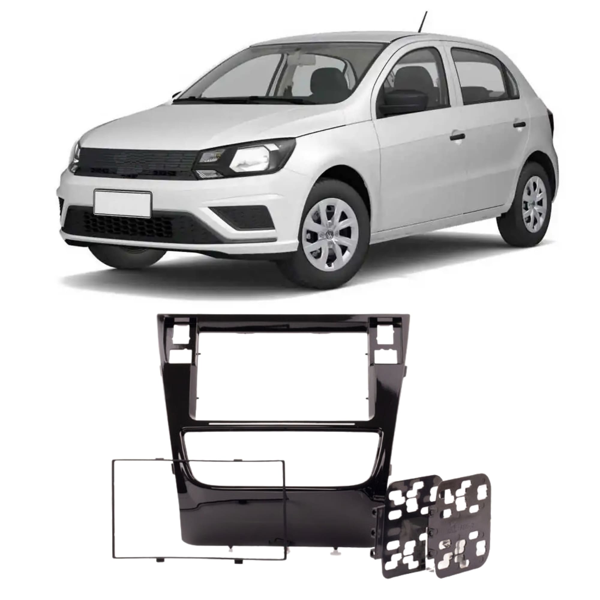 Moldura 2DIN 7 Polegadas Cor Black Piano Padrão JP/CH Gol G6 /Saveiro/ 2013~2016  Expex - EPX 324