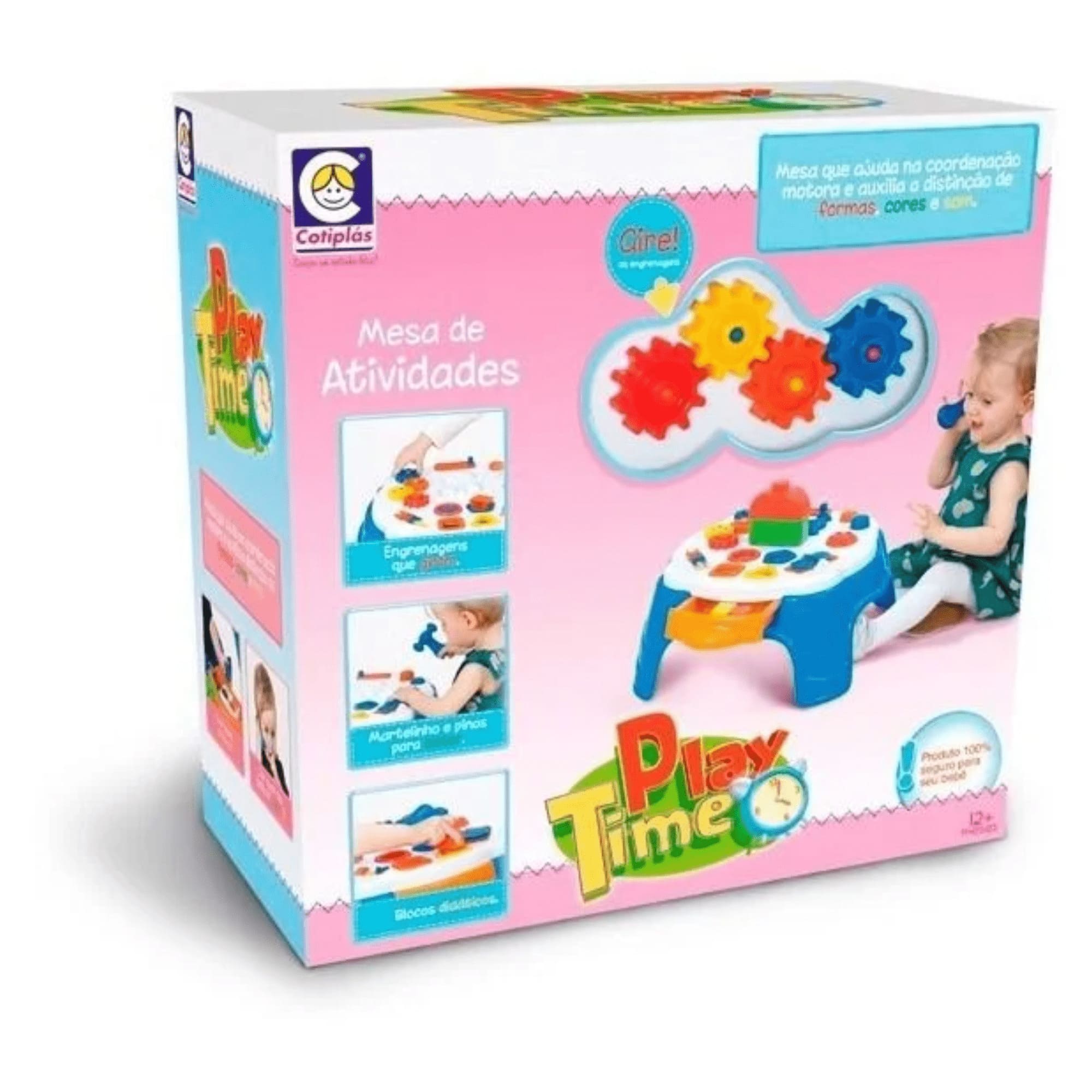 Brinquedo Infantil Play Time Mesa Atividades Rosa Recomendado a Partir dos 1o Meses Cotiplas-2049