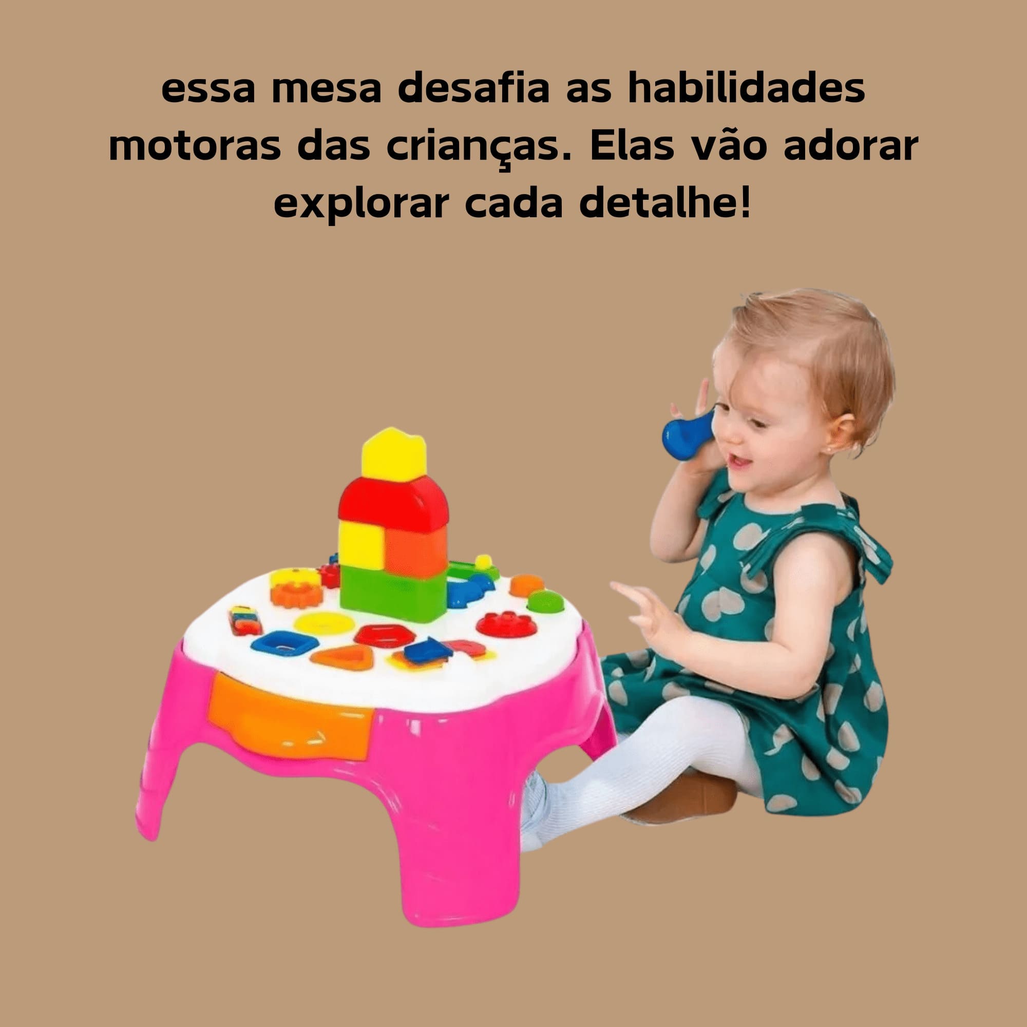 Brinquedo Infantil Play Time Mesa Atividades Rosa Recomendado a Partir dos 1o Meses Cotiplas-2049