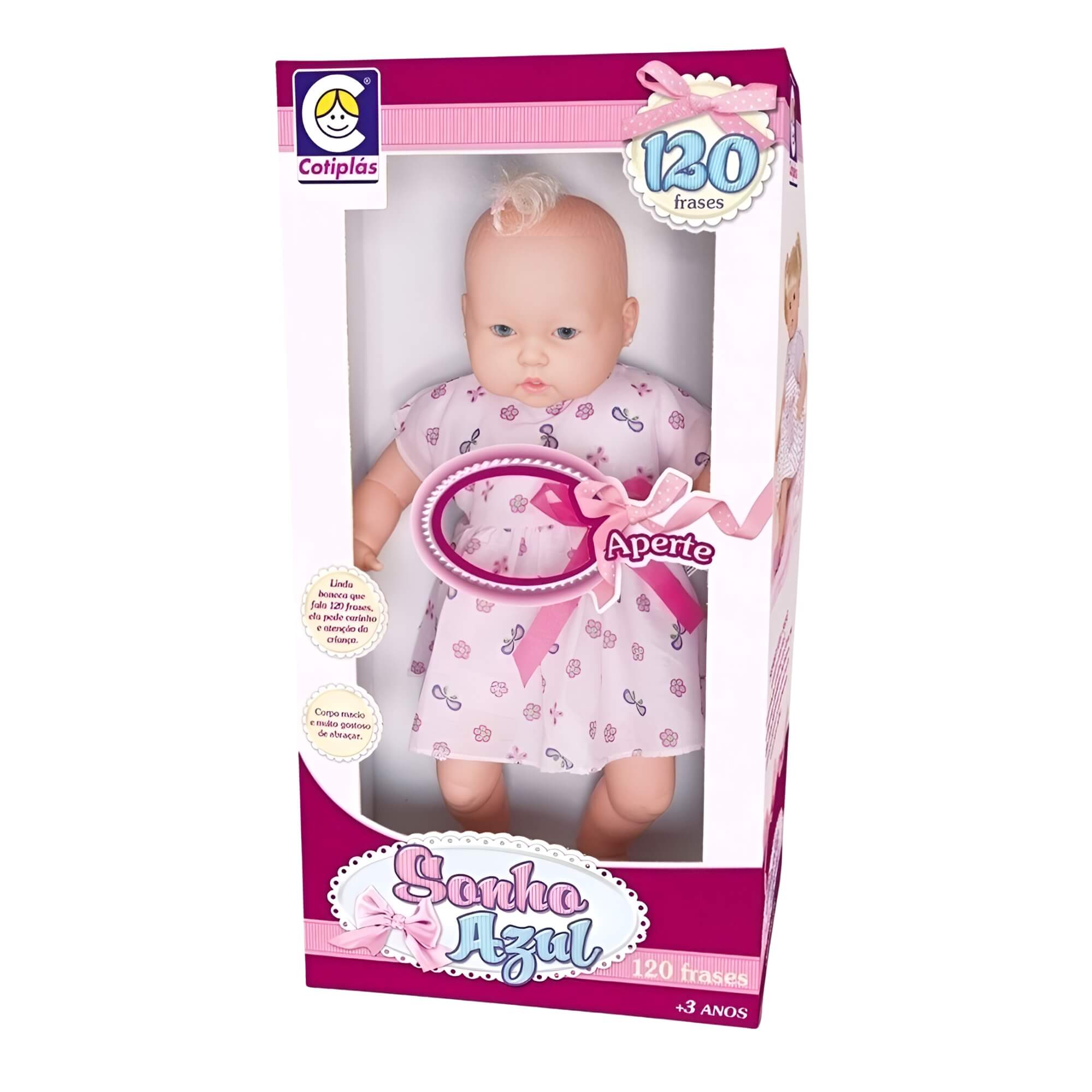 Brinquedo Infantil Boneca Sonho Azul Sem Cabelo Cotiplás - 2072