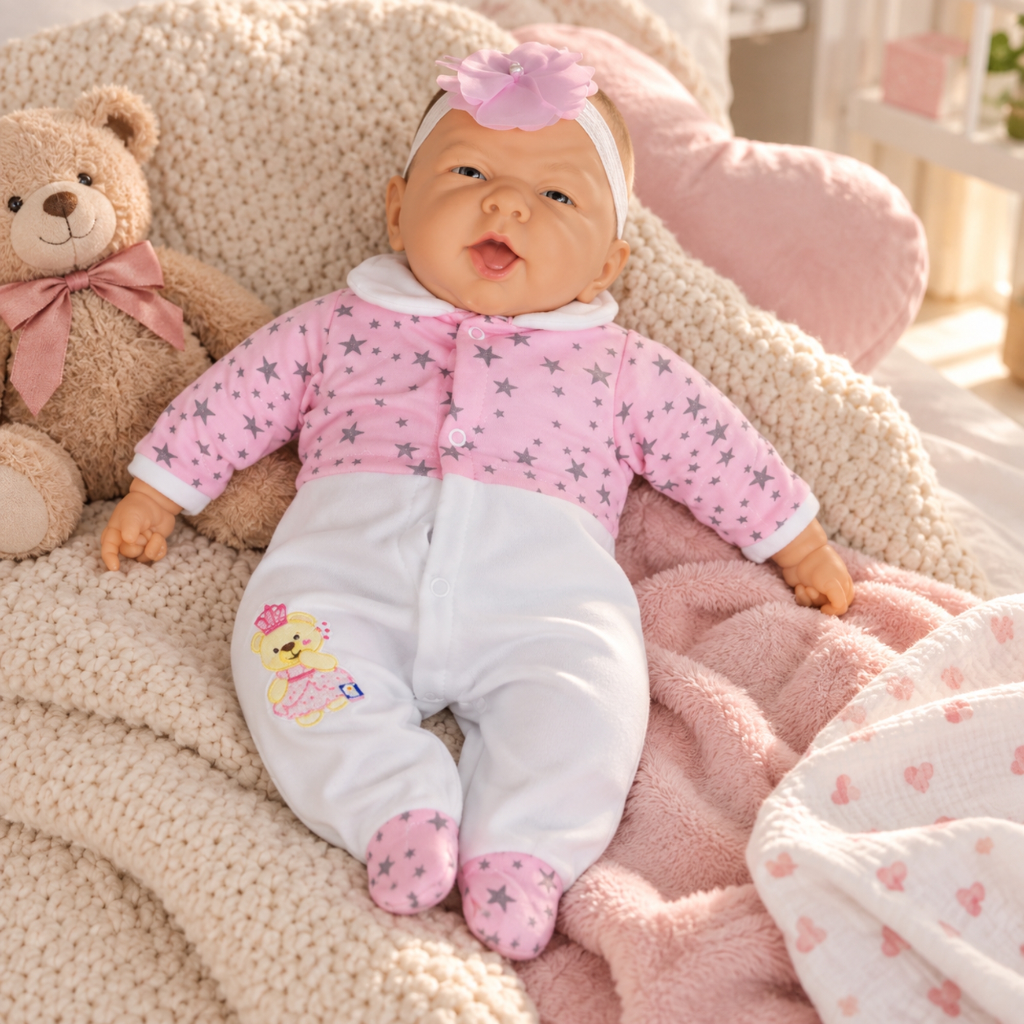Brinquedo Infantil Boneca Ninos Reborn Com Boca Aberta Menina Cotiplás 2211