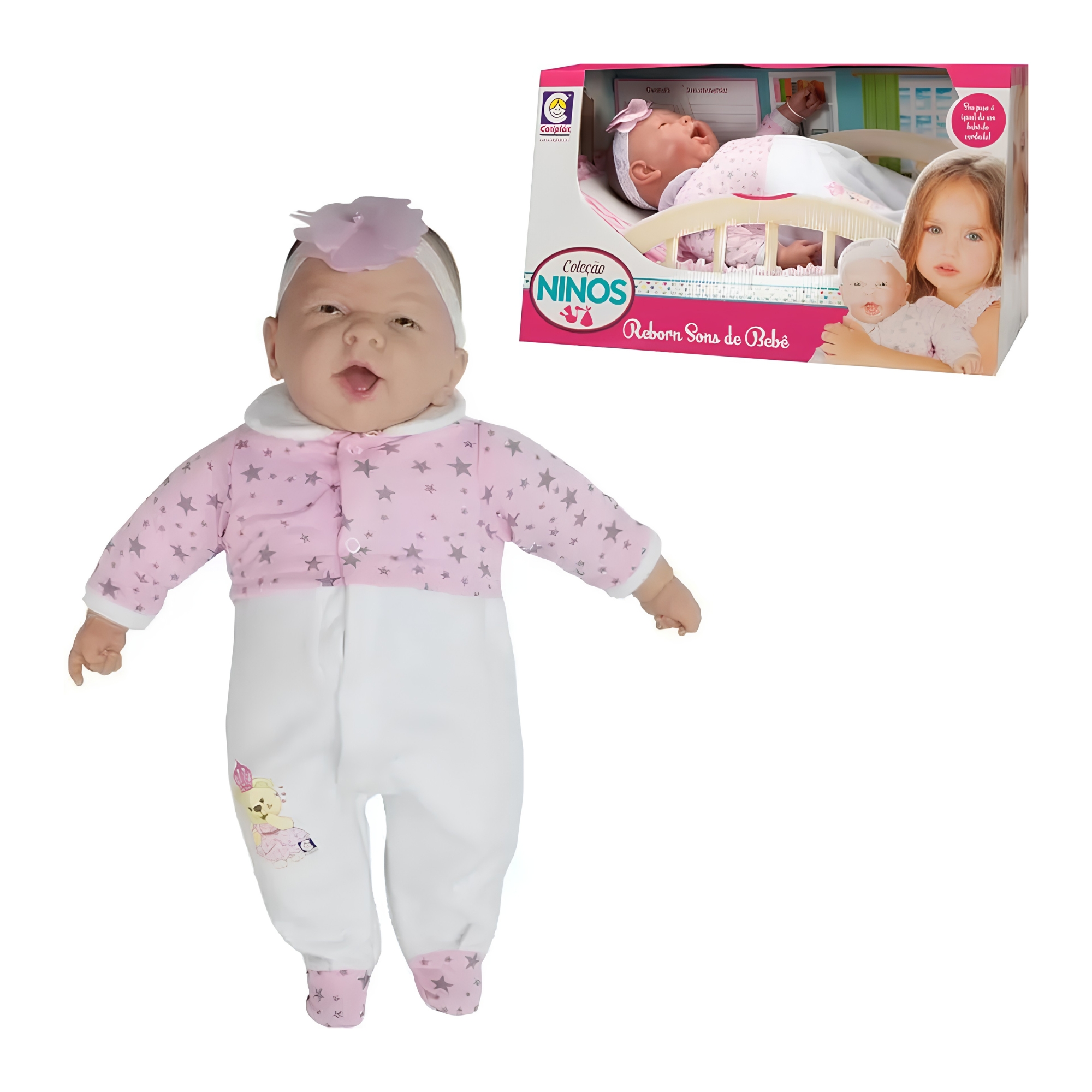 Brinquedo Infantil Boneca Ninos Reborn Com Boca Aberta Menina Cotiplás 2211