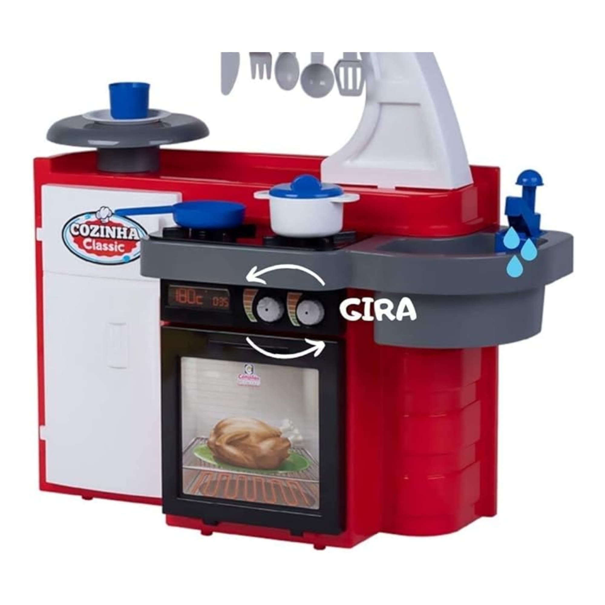 Brinquedo infantil Cozinha Classic Vermelho com Acessórios Cotiplas 2437