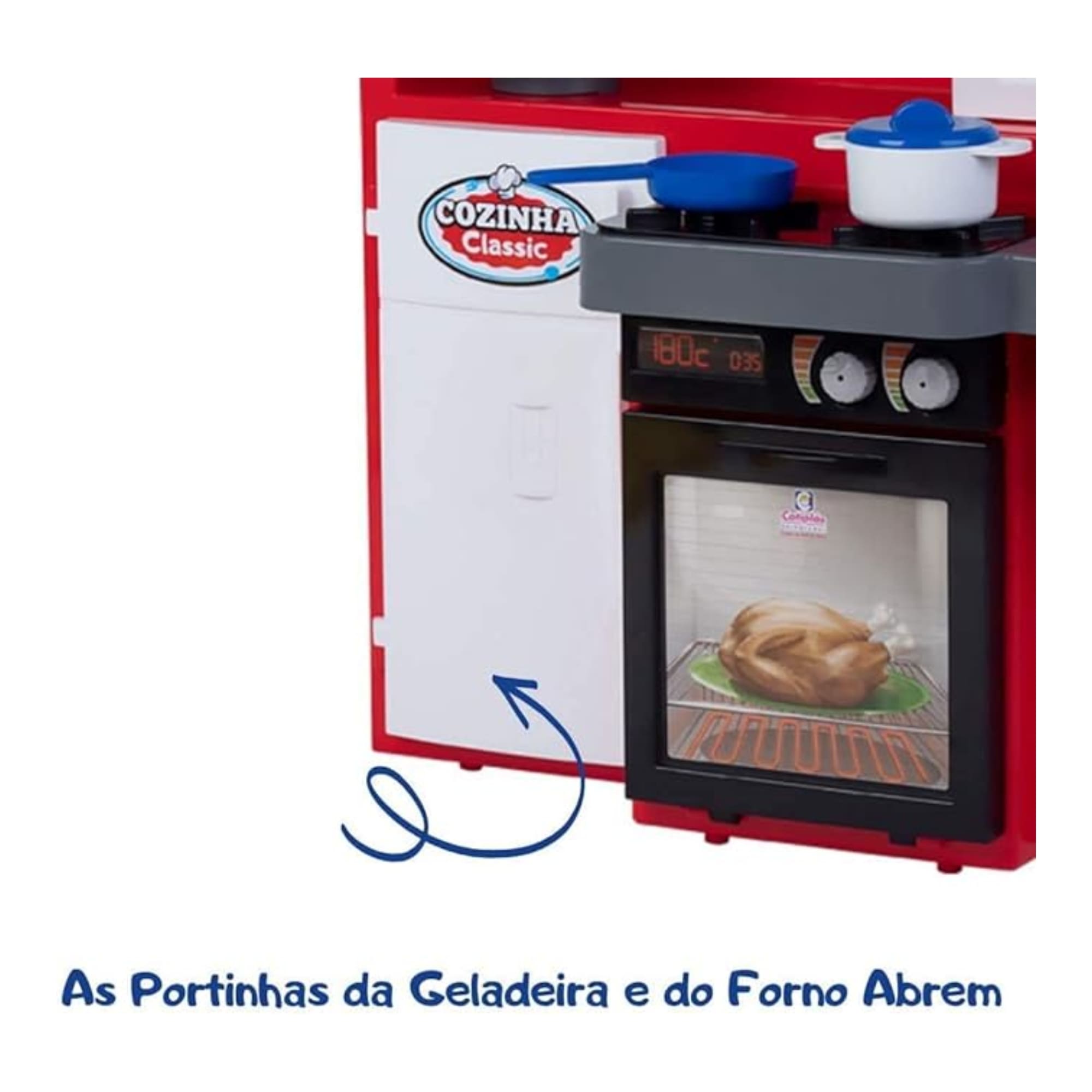 Brinquedo infantil Cozinha Classic Vermelho com Acessórios Cotiplas 2437
