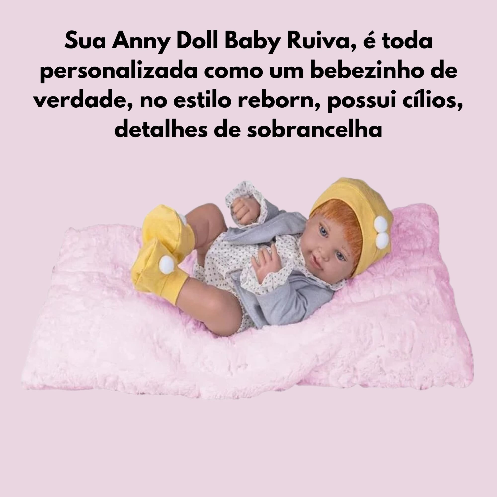Brinquedo Infantil Boneca Realista Anny Doll Baby Ruiva Cotiplas - 2503