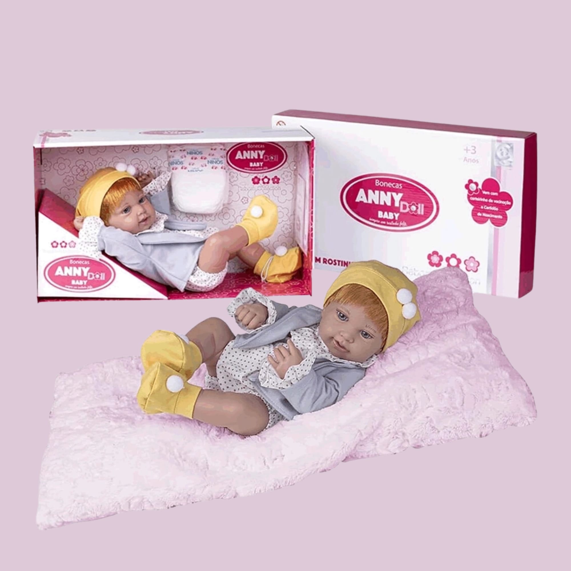 Brinquedo Infantil Boneca Realista Anny Doll Baby Ruiva Cotiplas - 2503