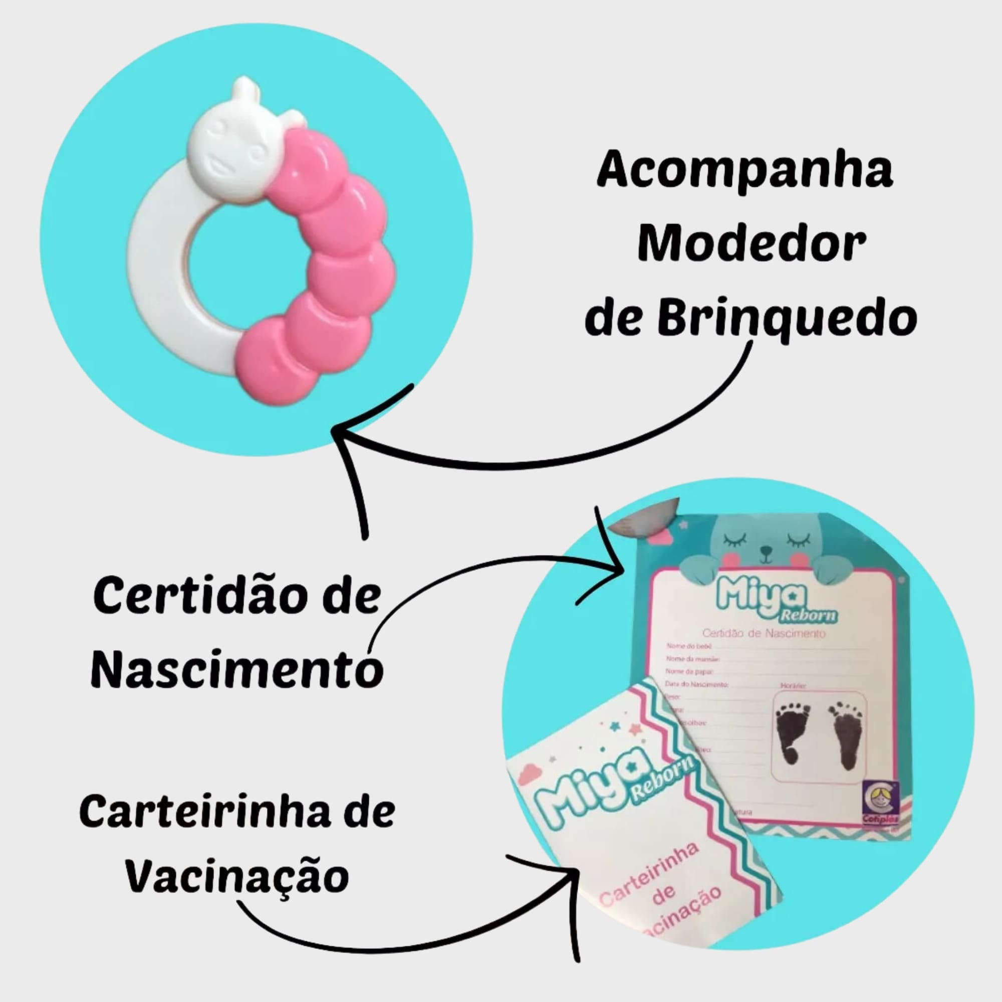 Brinquedo Boneca bebê miya reborn menina recém nascida Cotiplas - 2649