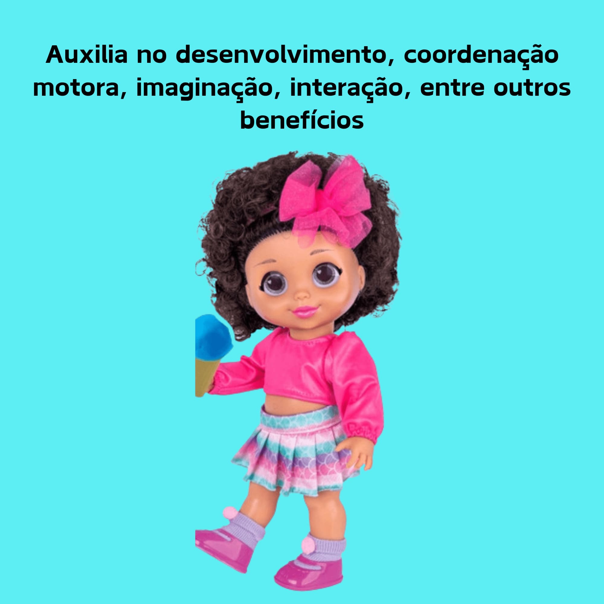 Brinquedo boneca baby morena vem brincar gelateria massinha Cotiplas 2667