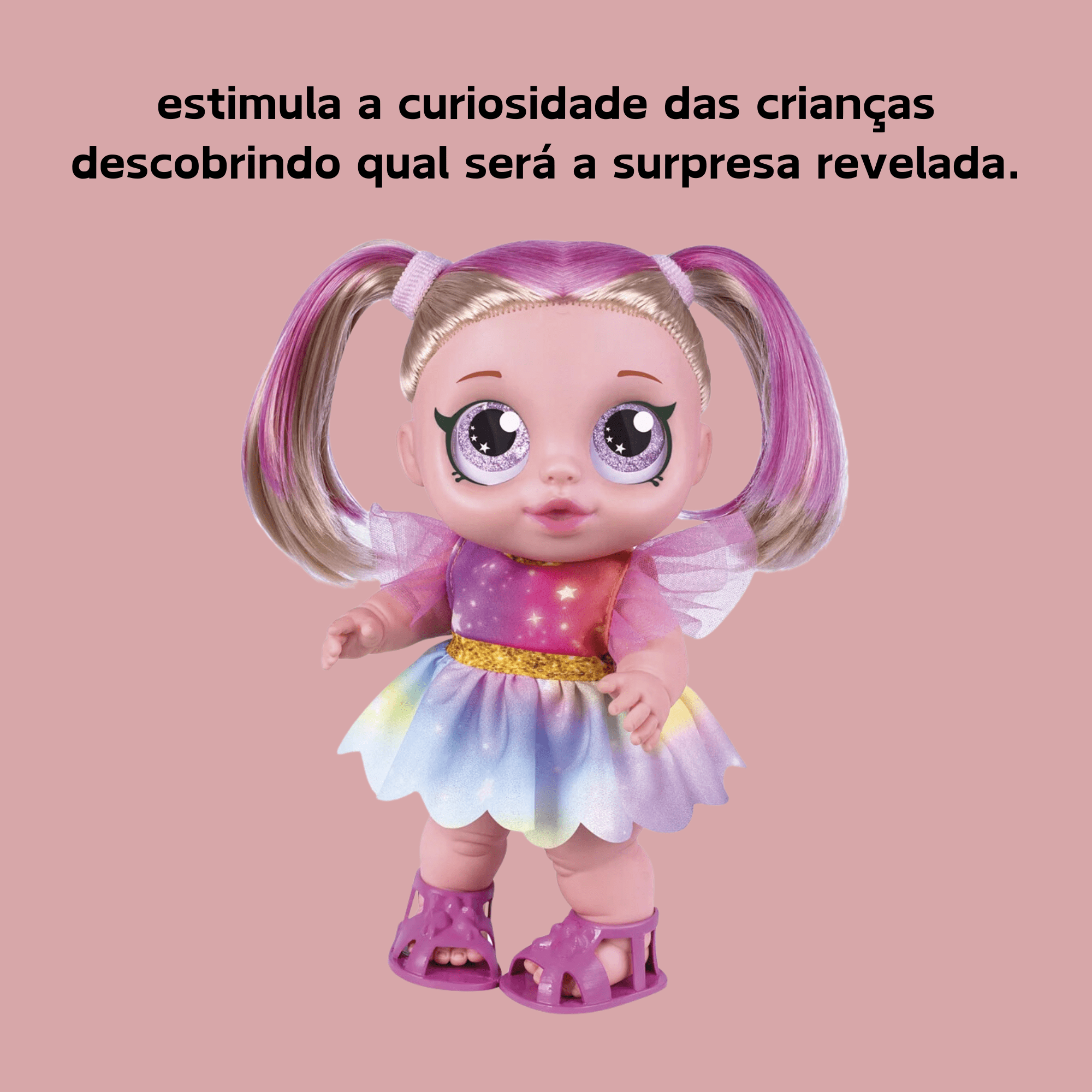 Brinquedo Boneca Charmosa Rainbow Surprise Loira Infantil Cotiplas 2708