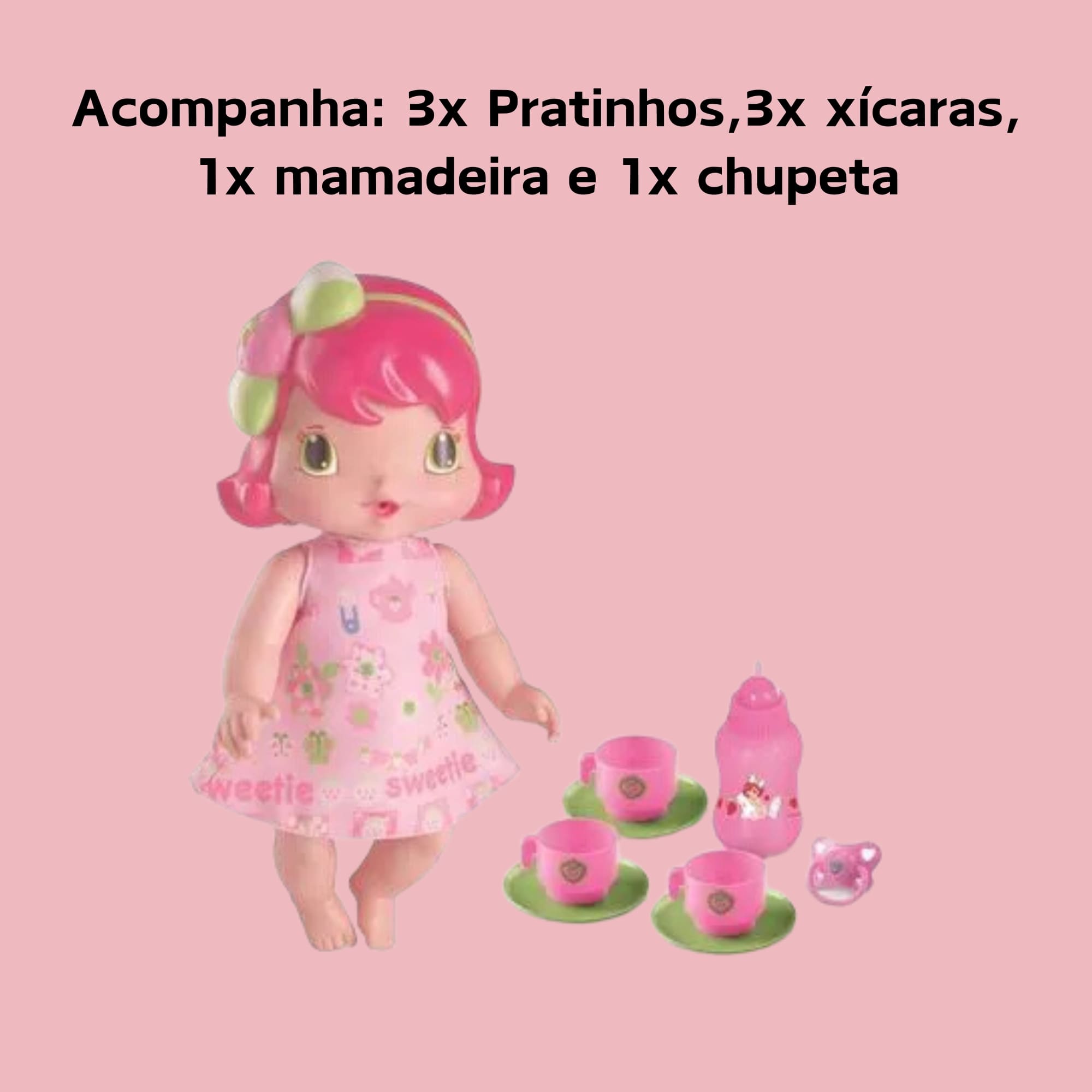 Brinquedo Infantil Baby Boneca Moranguinho Chazinho da Tarde Mimo 4003