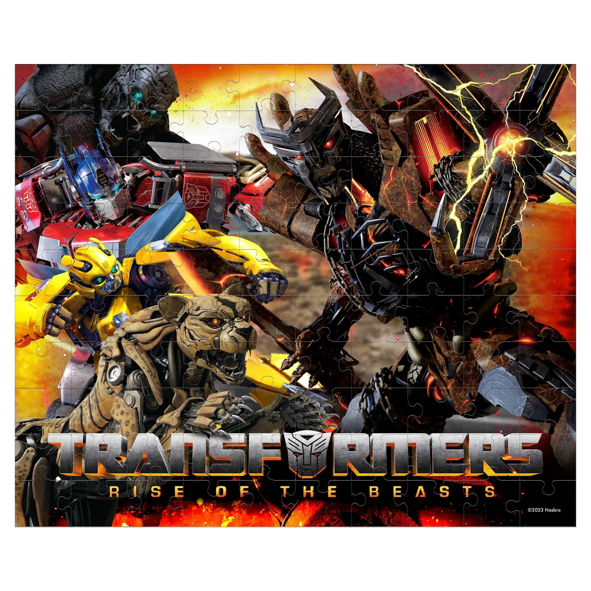Brinquedo Infantil Quebra Cabeça Transformers a Batalha Final 100 Peças Mimo Toys 2498