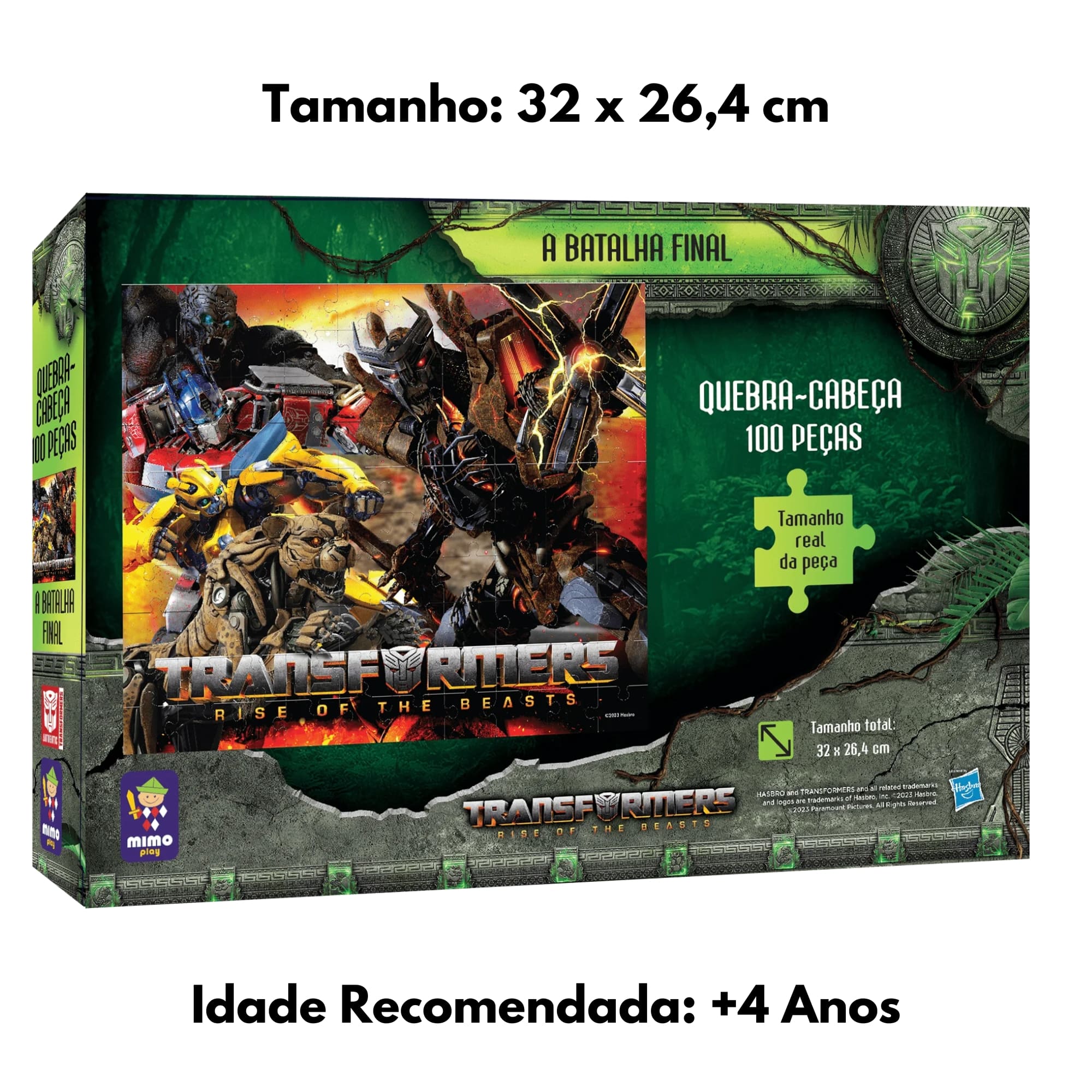 Brinquedo Infantil Quebra Cabeça Transformers a Batalha Final 100 Peças Mimo Toys 2498