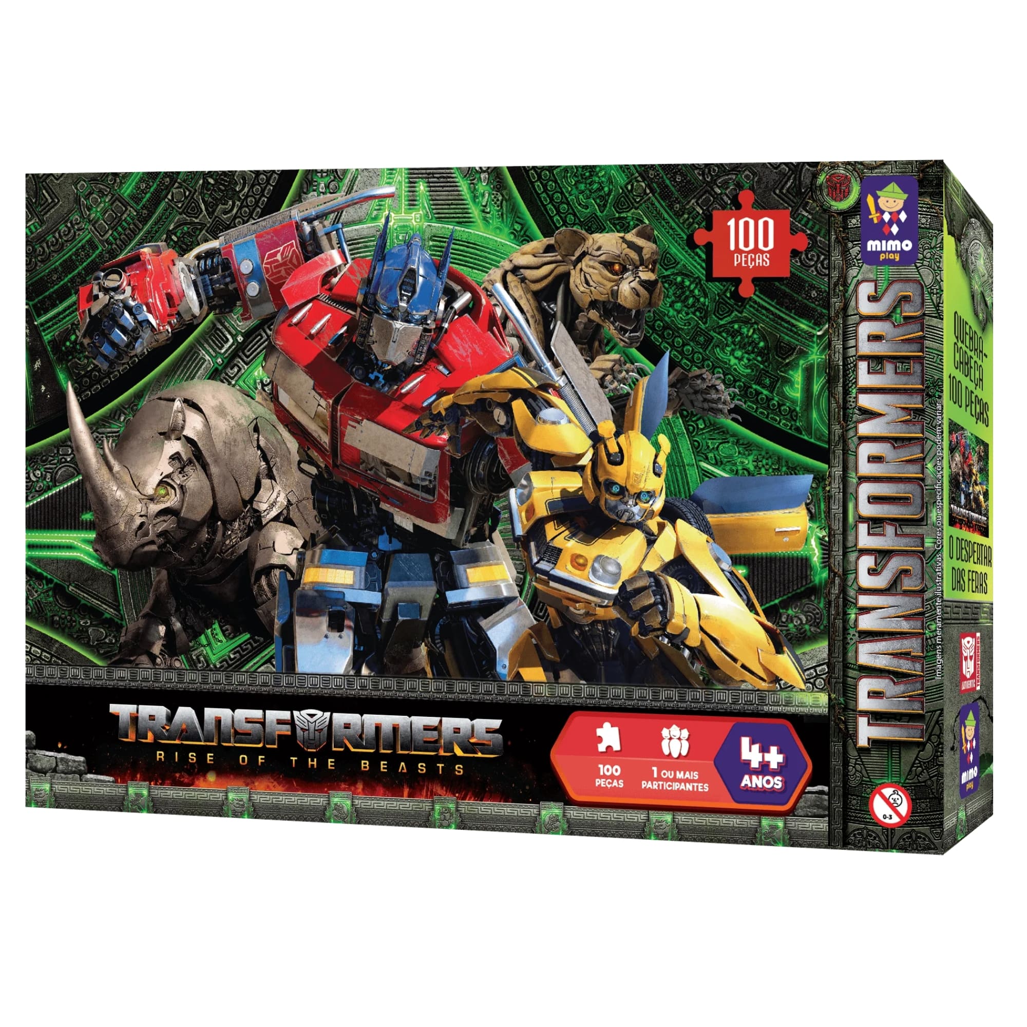 Brinquedo Infantil Quebra Cabeça Transformers O Despertar das Feras 100 Peças Mimo Toys 2499