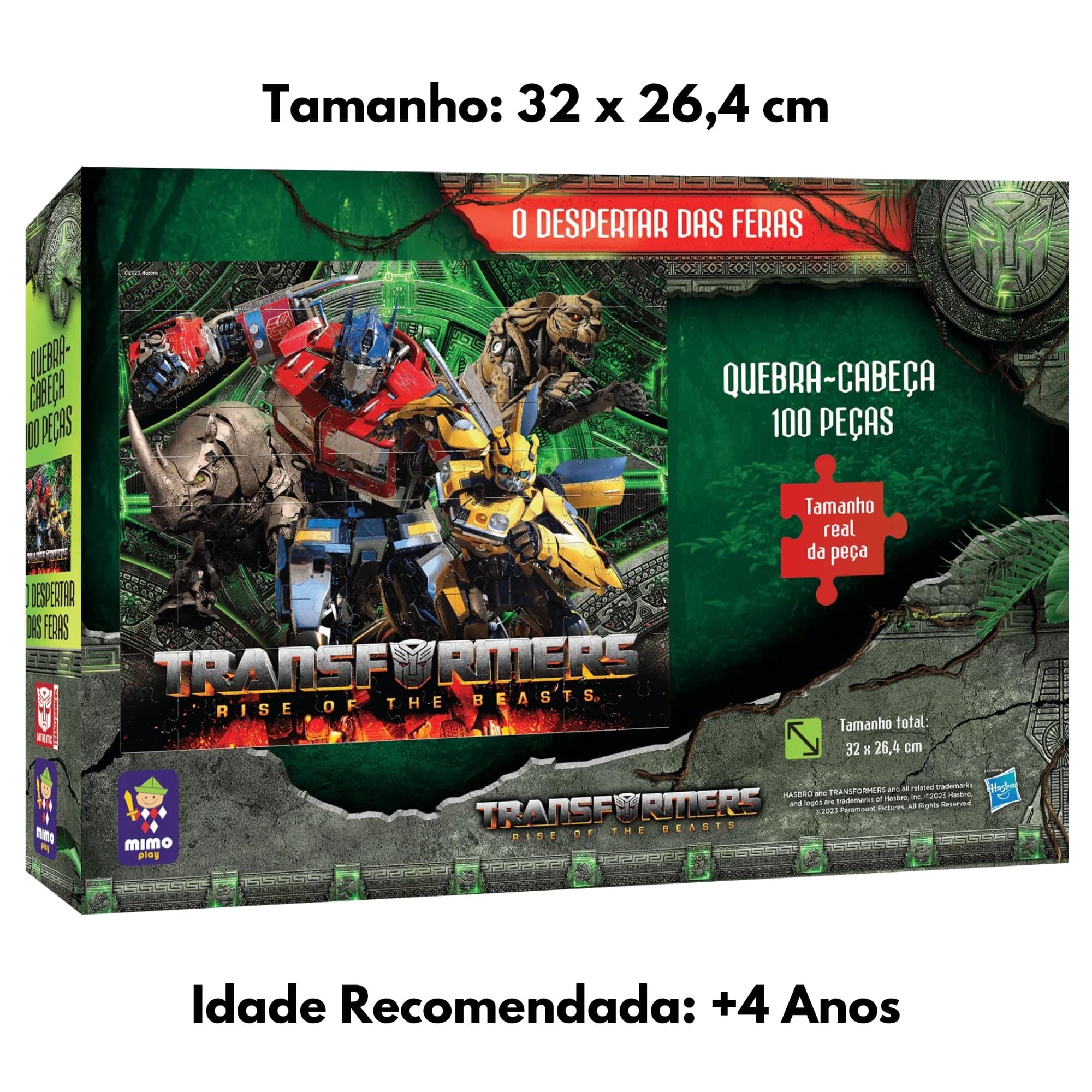 Brinquedo Infantil Quebra Cabeça Transformers O Despertar das Feras 100 Peças Mimo Toys 2499