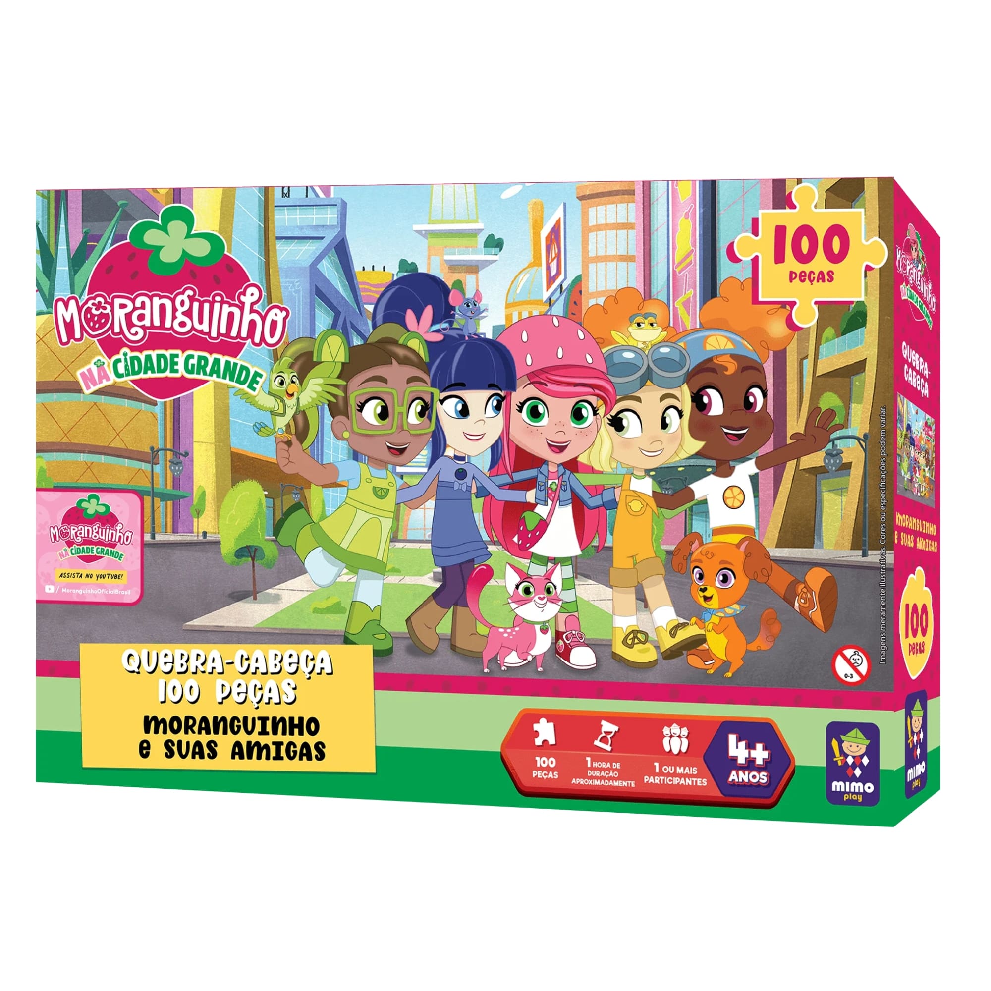 Brinquedo Infantil Quebra Cabeça 100 Peças Moranguinho e suas Amigas Mimo Toys 4012