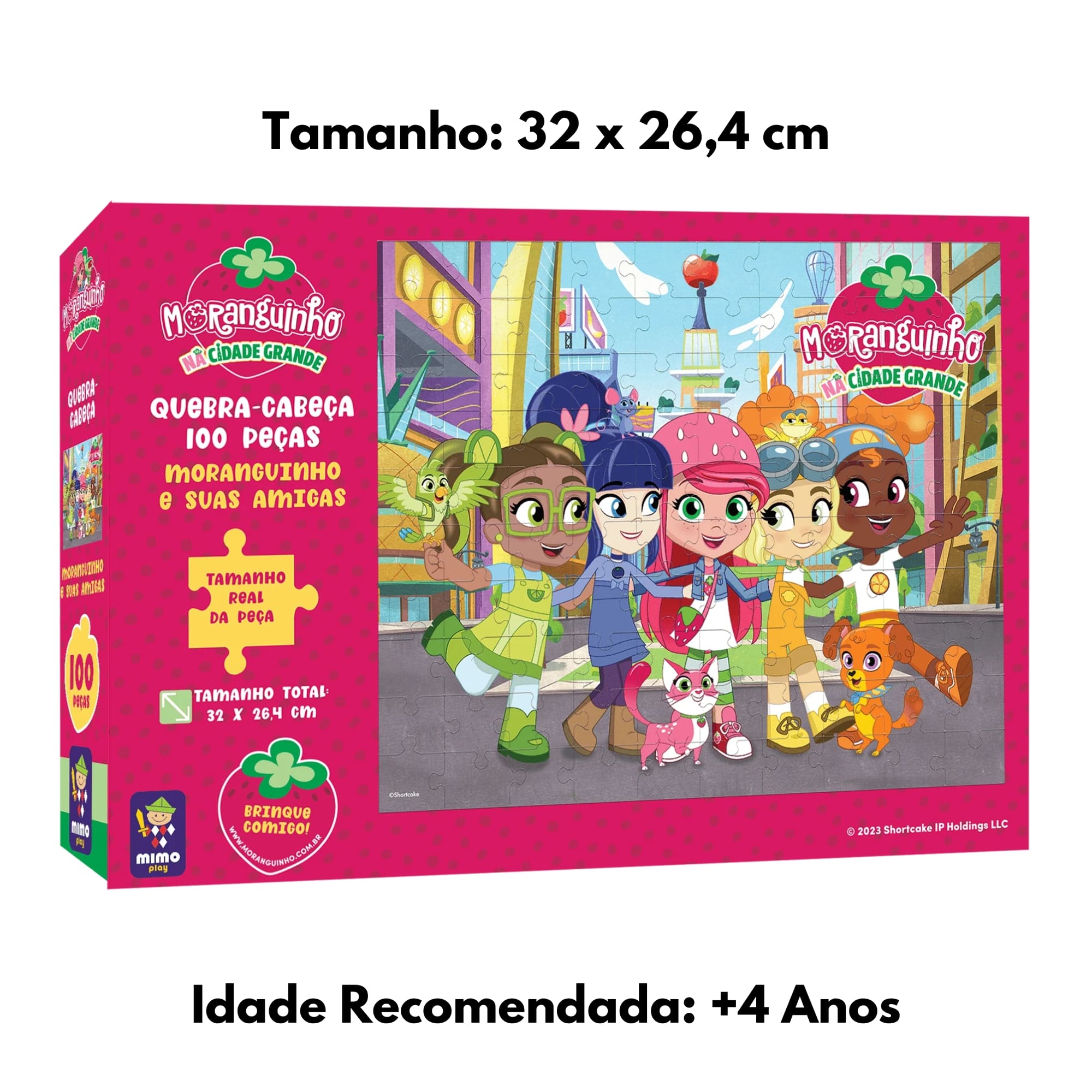 Brinquedo Infantil Quebra Cabeça 100 Peças Moranguinho e suas Amigas Mimo Toys 4012