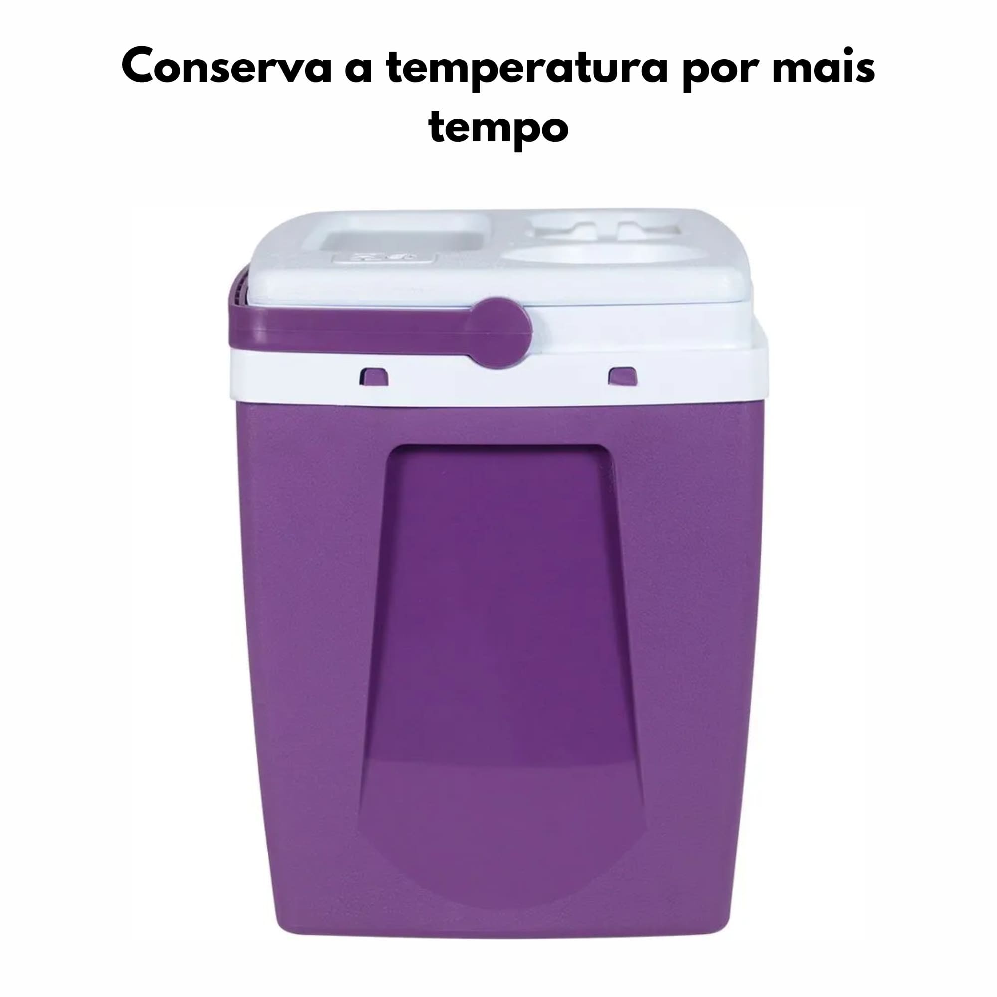 Caixa Térmica 19 Litros com Capacidade para 12 garrafas pet de 600ml ou 26 latinhas de 350ml - Bel Cor:Açaí