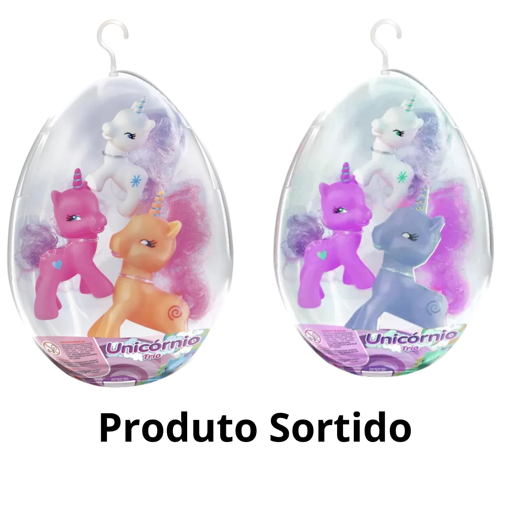 Brinquedo Infantil Ovo de Páscoa Bonecos Trio Unicórnio Idade +3 Anos Produto Sortido Líder 2927