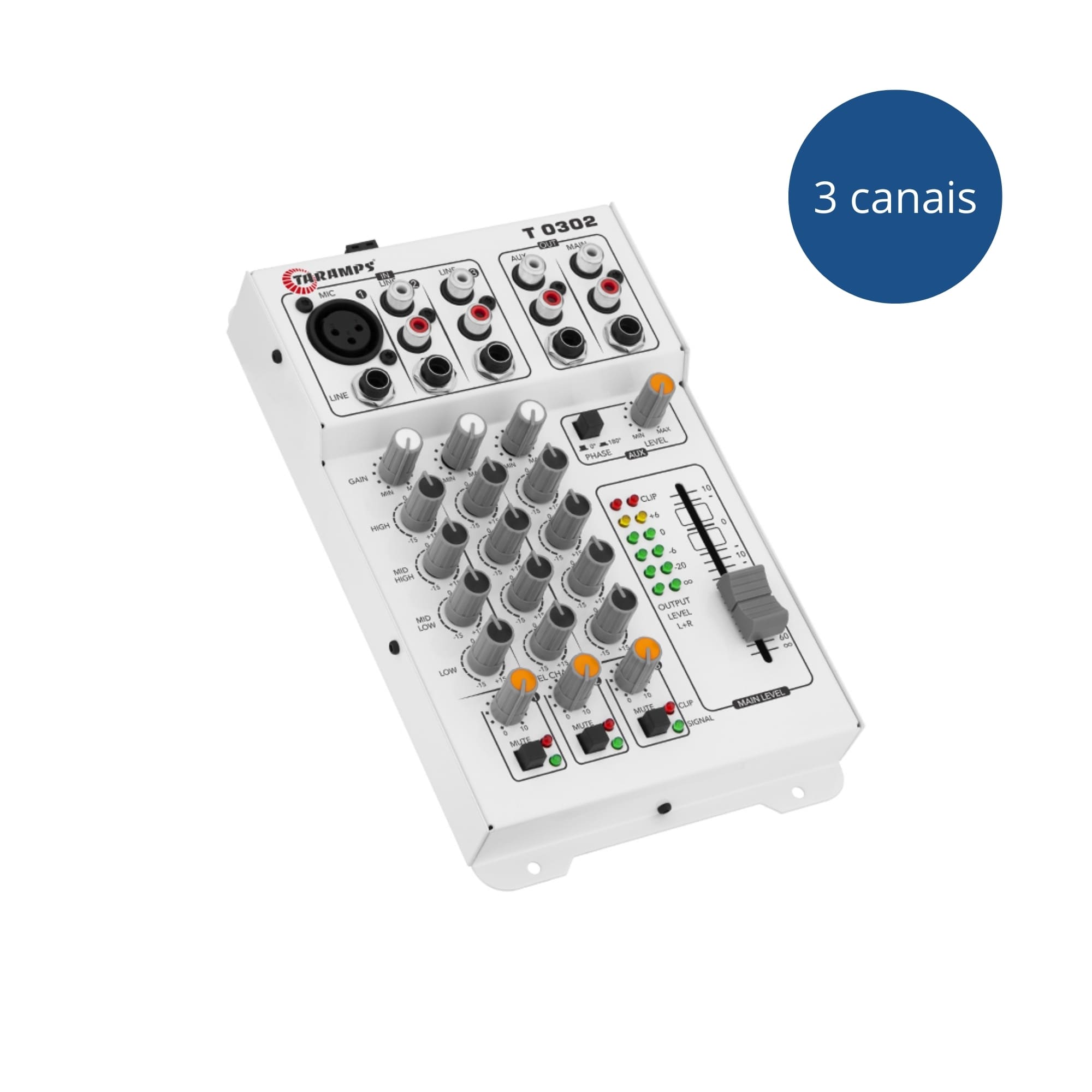 Mesa de Som T 0302 12v 3 Canais Taramps - 901687
