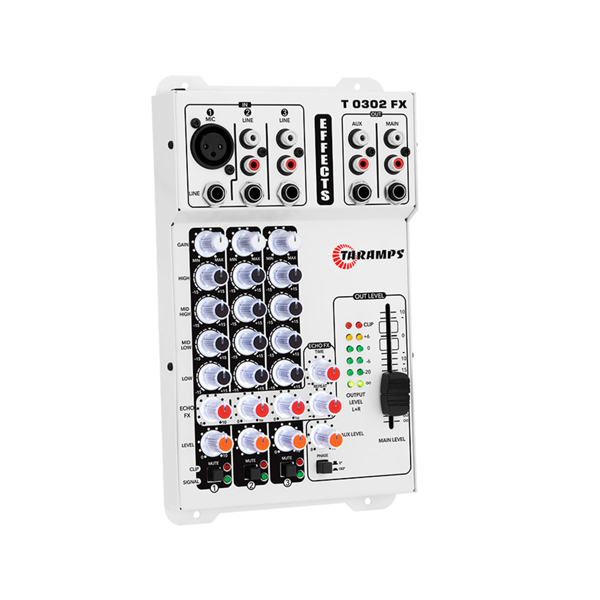 Mesa de Som T 0302 FX Branco/ White  12v 3 Canais  Taramps - 901939