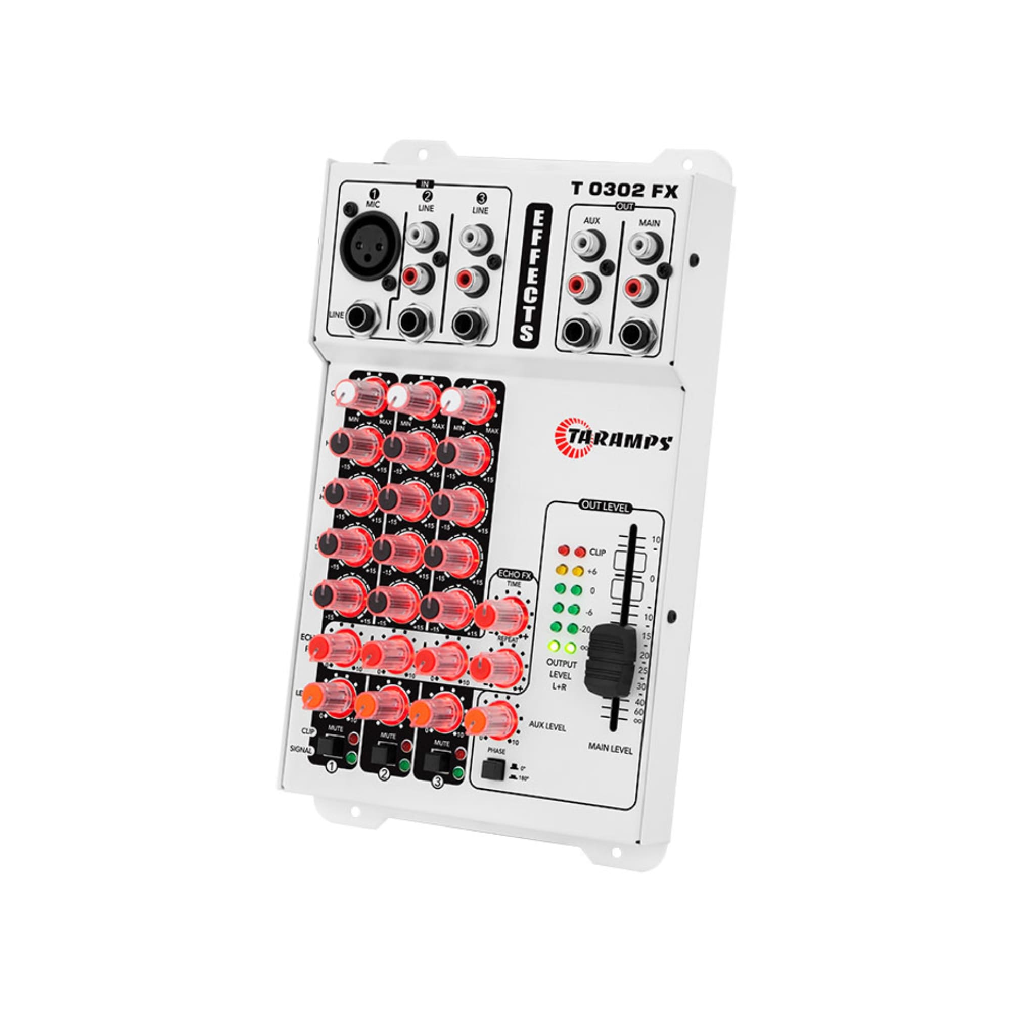 Mesa de Som T 0302 FX Vermelho/ Red 12v 3 Canais Multicolor Taramps  - 901895