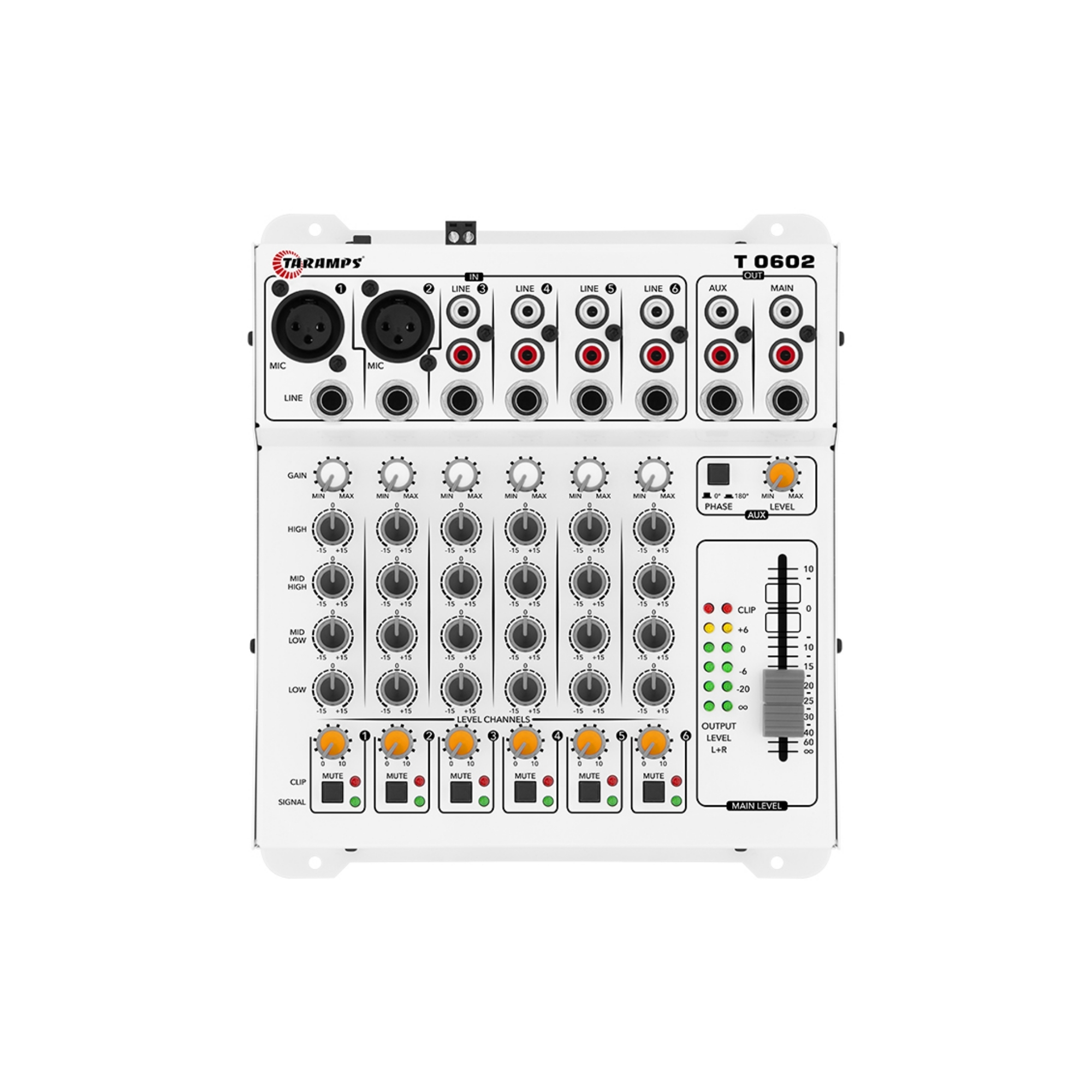 Mesa de Som com Led 6 Canais 16 Conexões 12v T 0602 Taramps - 901690