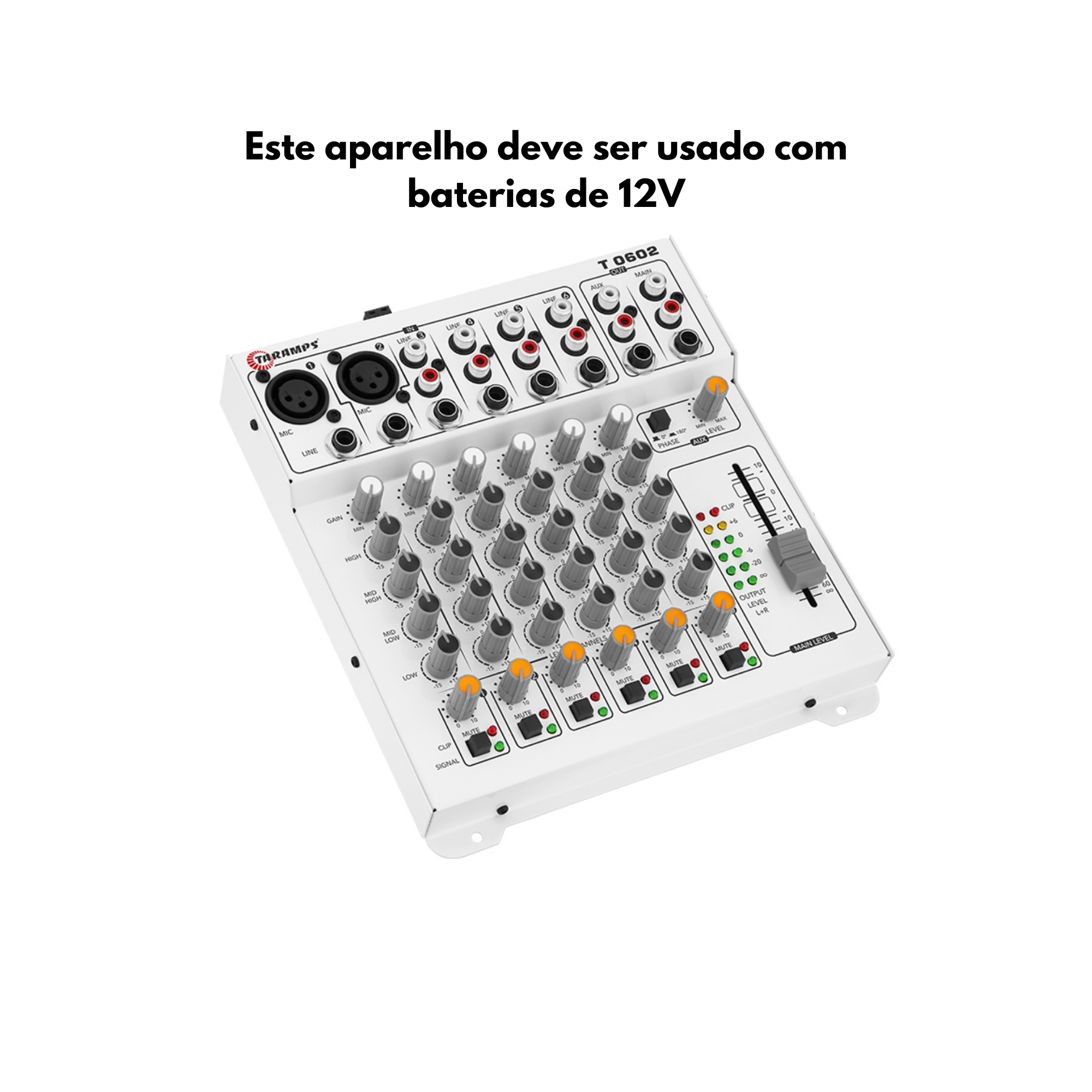 Mesa de Som com Led 6 Canais 16 Conexões 12v T 0602 Taramps - 901690