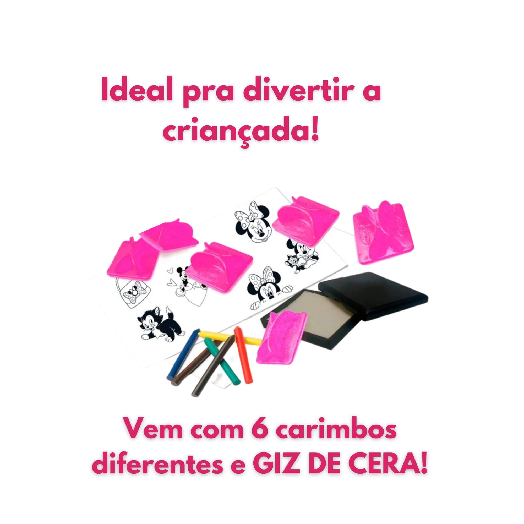 Brinquedo Infantil Carimbos Minnie A partir de 4 anos Com Giz de Cera e Almofada Xalingo 13254
