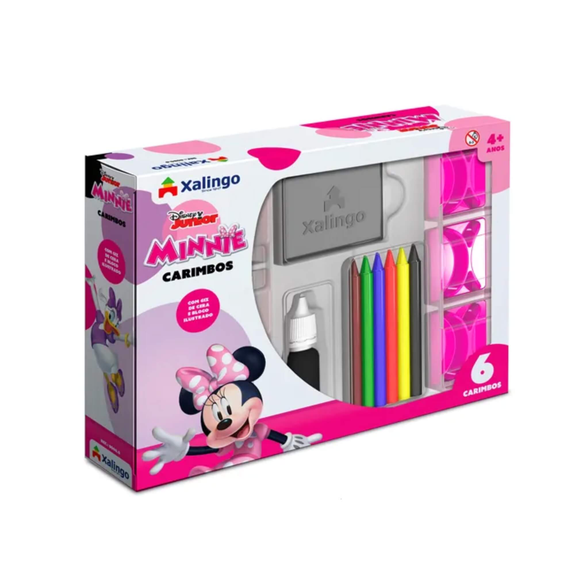 Brinquedo Infantil Carimbos Minnie A partir de 4 anos Com Giz de Cera e Almofada Xalingo 13254