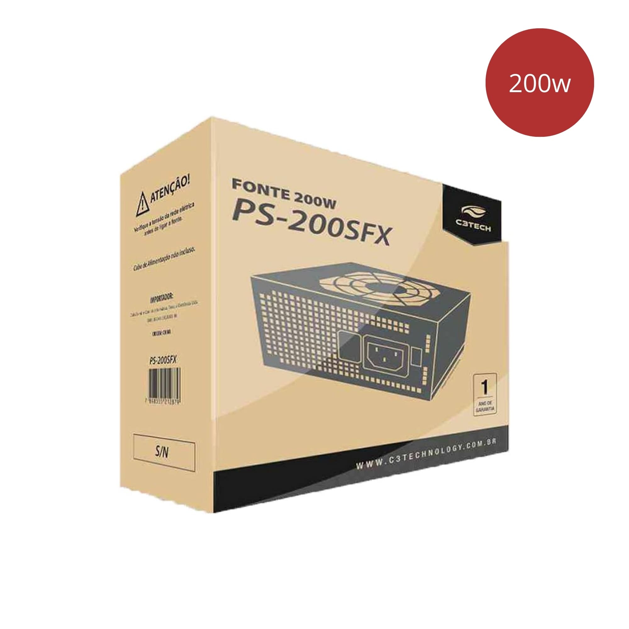 Fonte ATX 200W C3tech Para Gabinete Slim S/cabo Bivolt PS-200SFX - 012000471