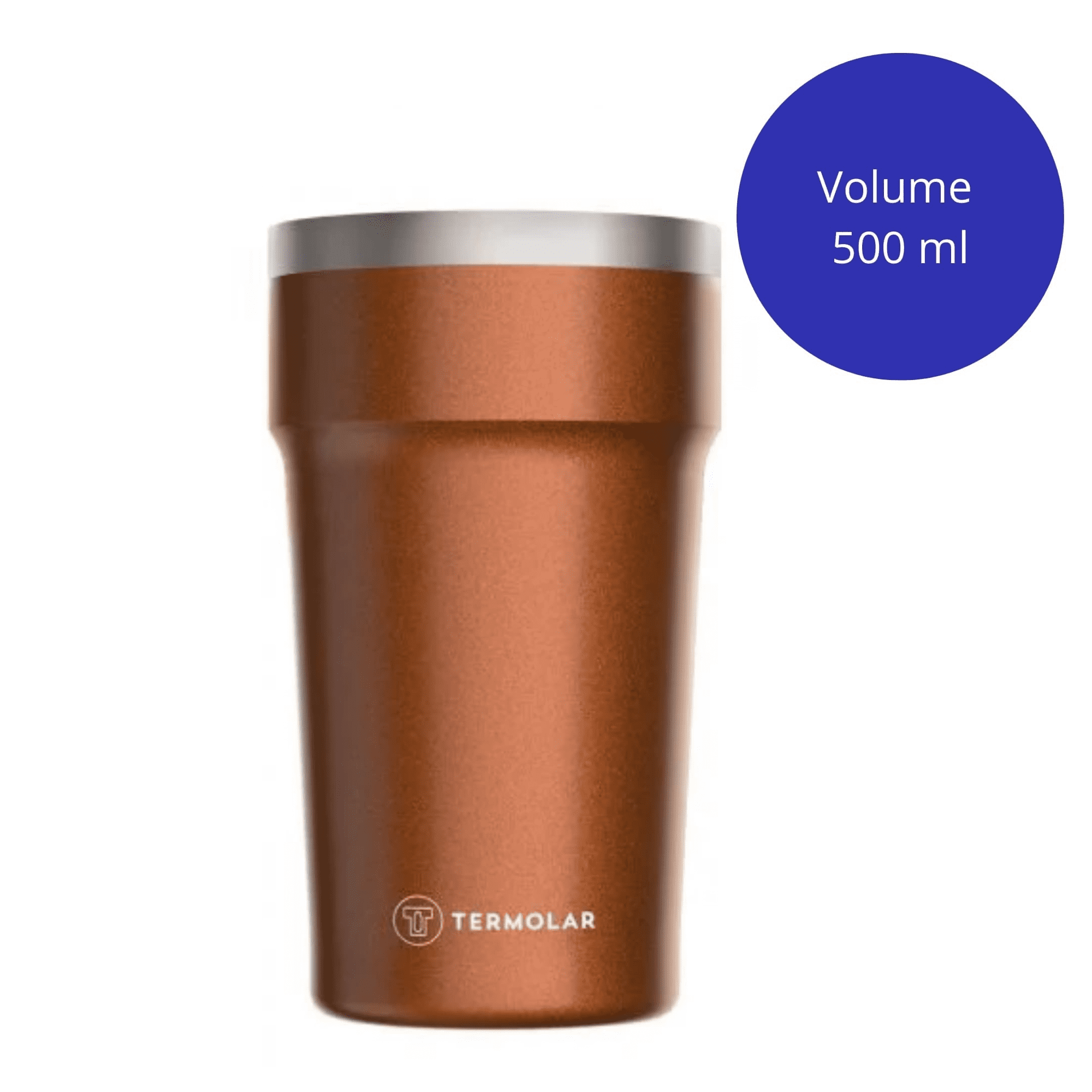 Copo Térmico em Aço Inox 500ml Cor Laranja Acobreado Conservação Térmica Termolar - 30961