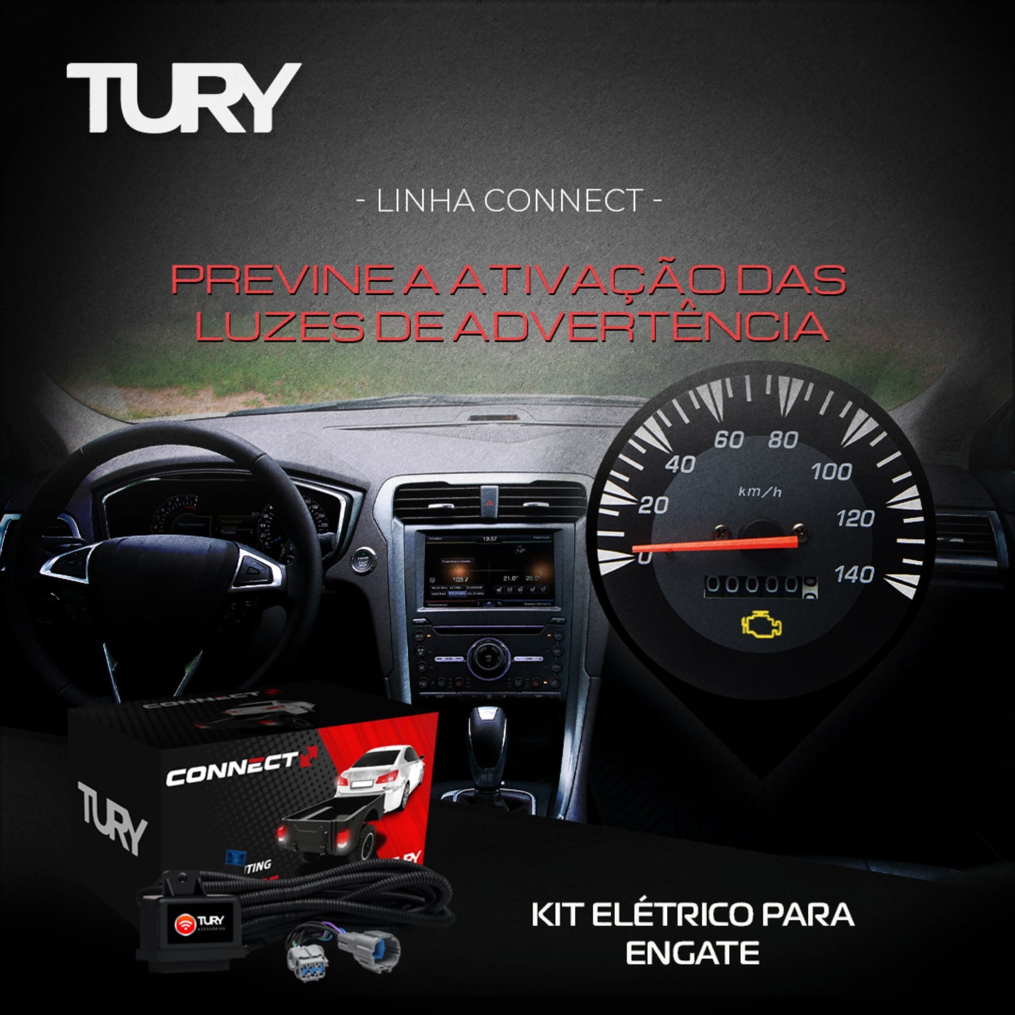 Modulo de Proteção Elétrica Compatível C/ S10 12/24 C/ Engate Instalado Tury - CONNECT IP 5.2 CV
