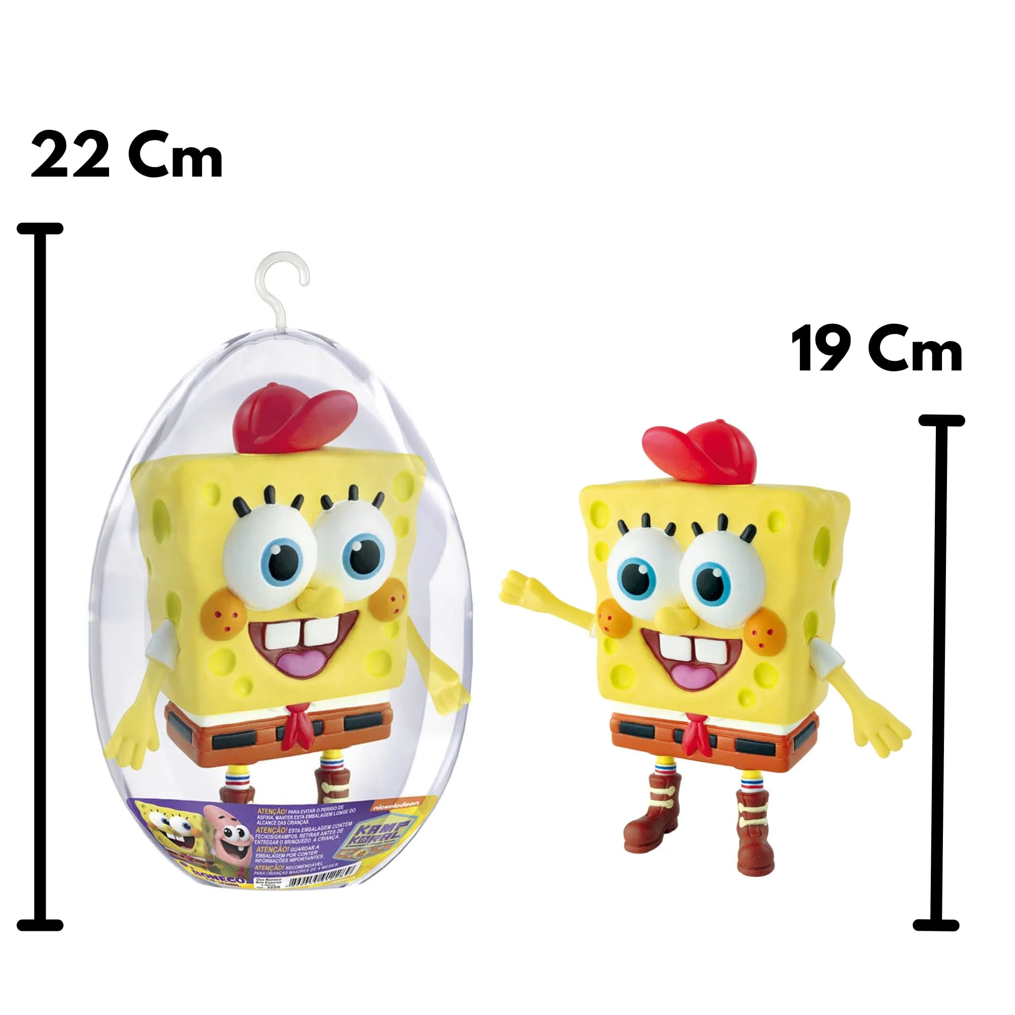 Brinquedo Infantil Boneco Bob Esponja no Ovo Médio Idade Recomendada +3 Anos Líder 3228